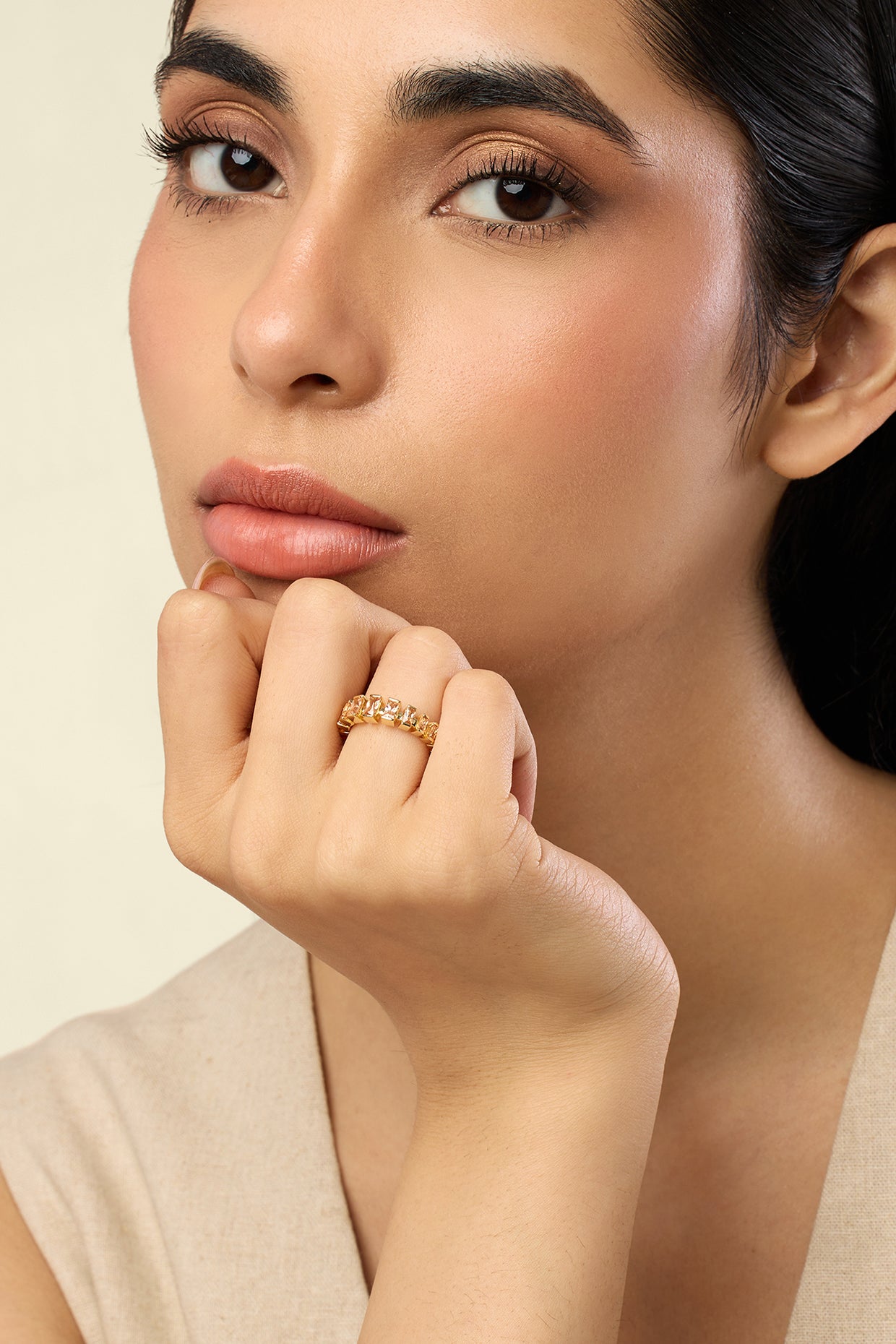 Solar Flare Infinity Ring In 18kt Gold Plated