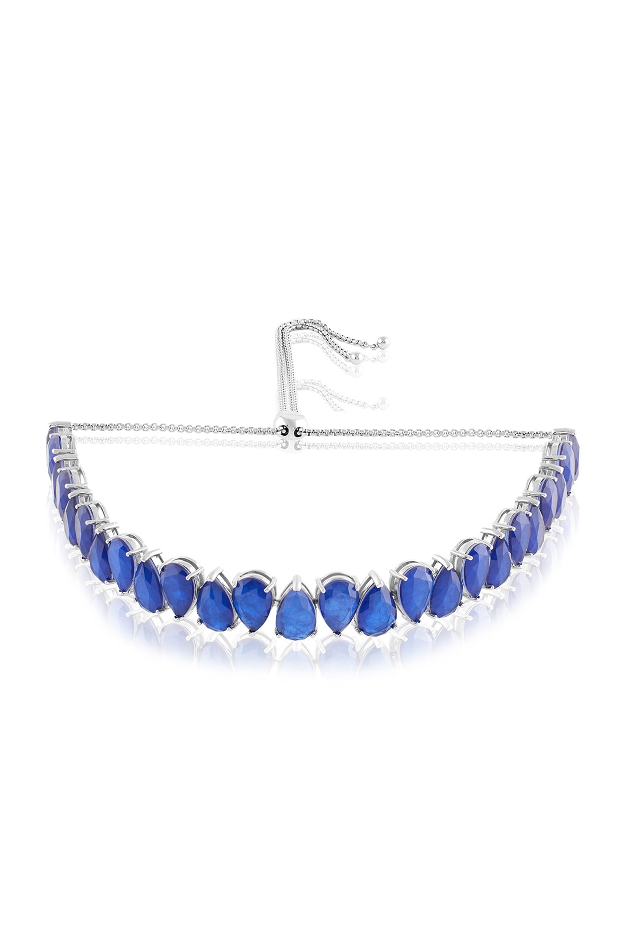 Elysian Sapphire Choker Necklace In Rhodium Plating