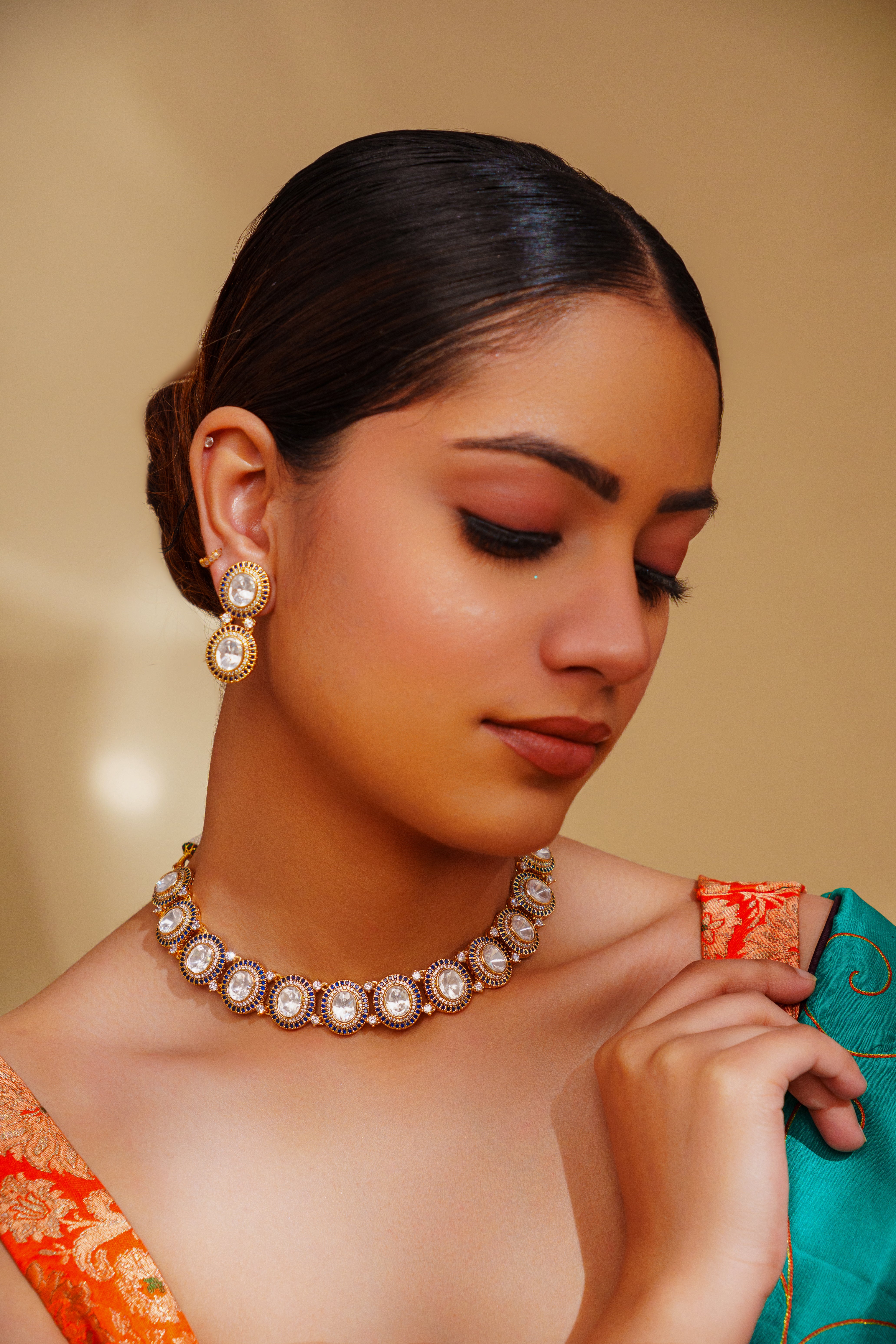 Girisha Blue Kundan Necklace Set