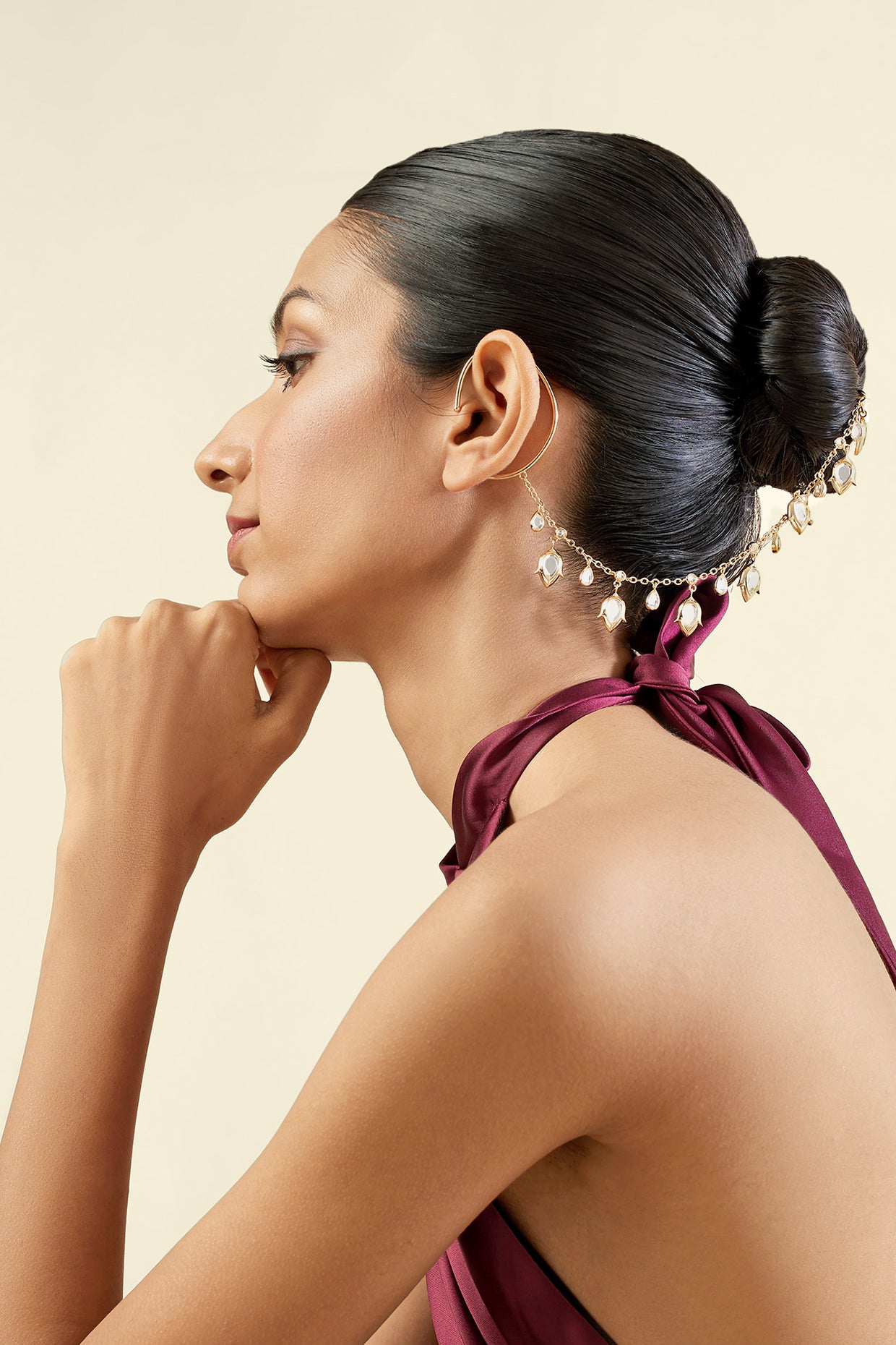 Altar Mirror Ear Chain In 18Kt Gold Plated