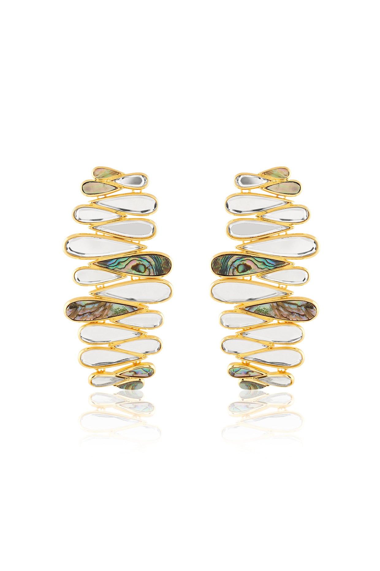 Demi Goddess Mother of Pearl & Mirror Cascading Earring 18Kt Gold Plated