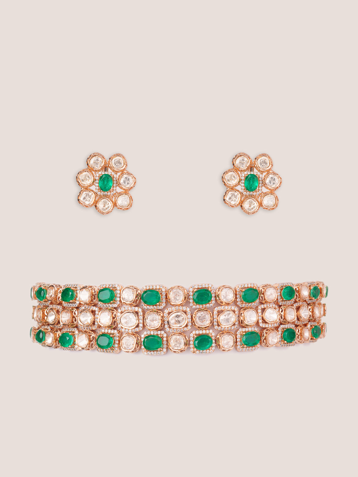 Chakshu Green Kundan Choker