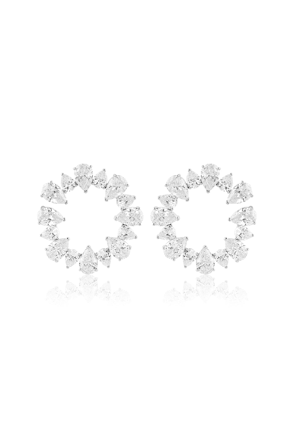 Eternal Glow Circle Studs In Rhodium Plating