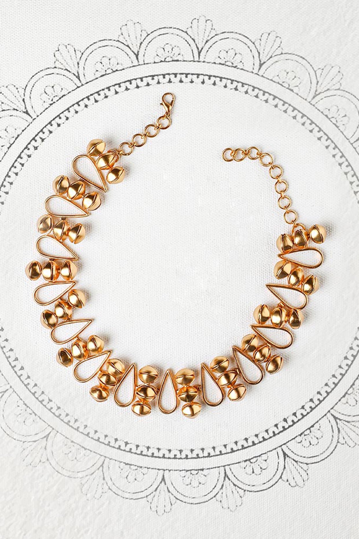 Gold Plated Minute Cuff With Ghungroo One Side