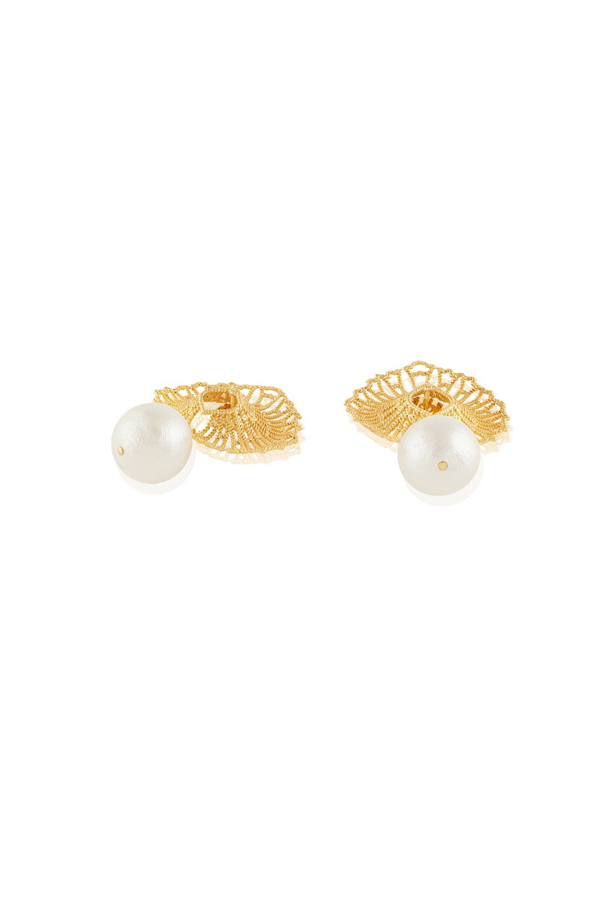 Gypsy Soul Leaf & Pearl Drop Earrings 18Kt Gold Plated