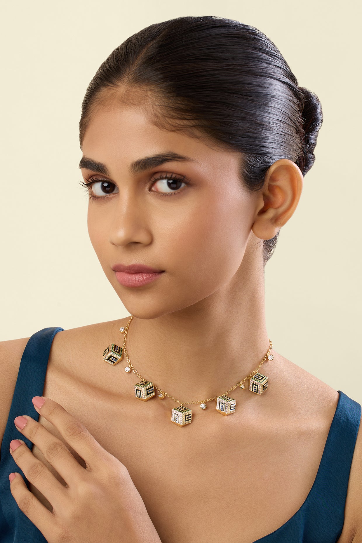 Miscara Charm Necklace In 18Kt Gold Plated