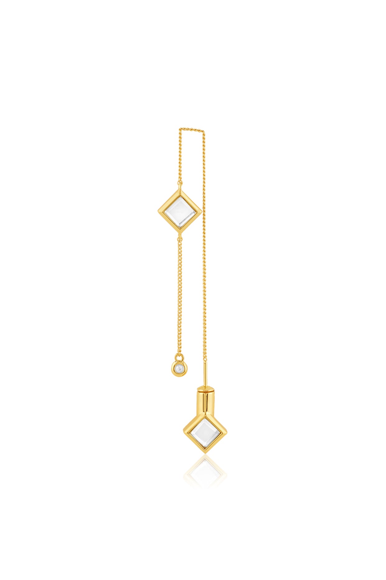 Ayaana Diamond Mirror Needle-Thread Delicate Earrings 18Kt Gold Plated