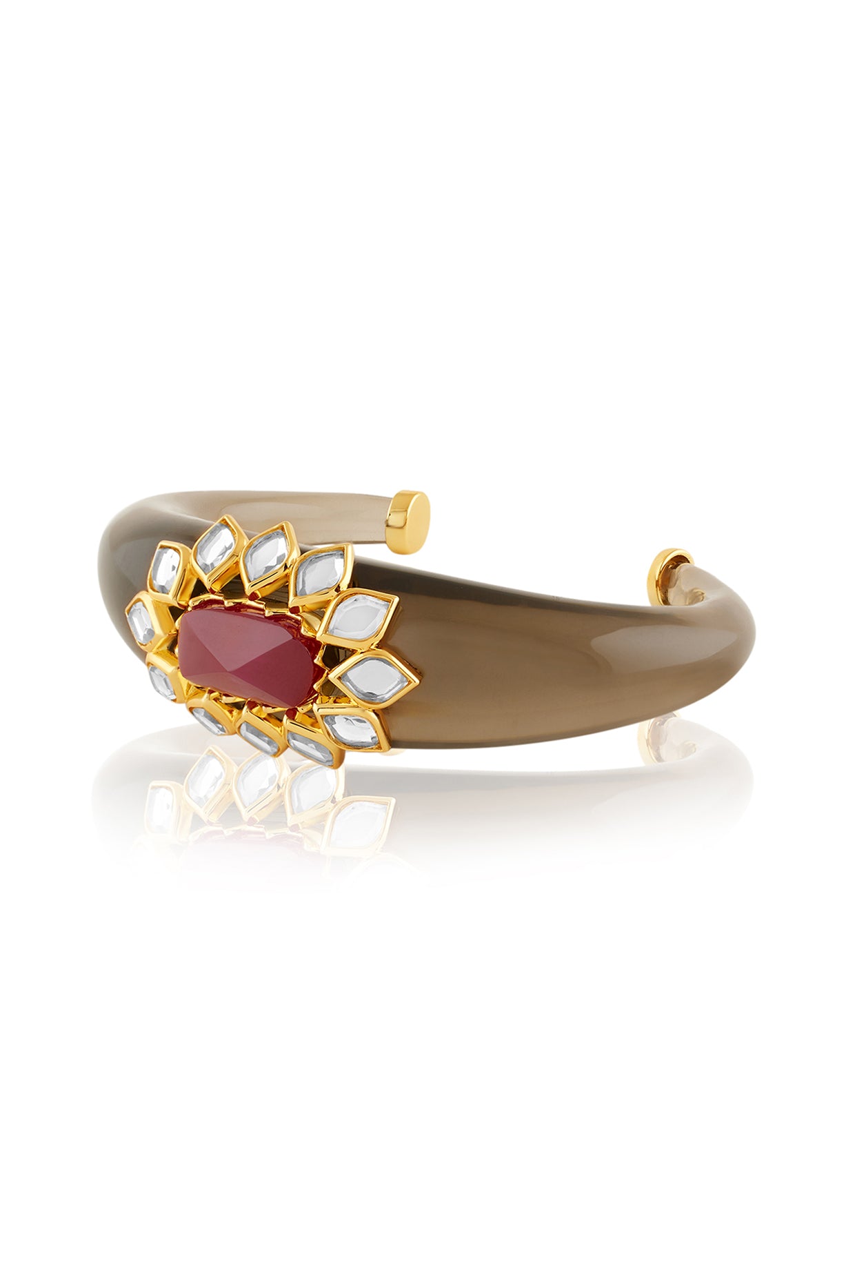 Begum Haute Pink Resin Cuff 18Kt Gold Plated