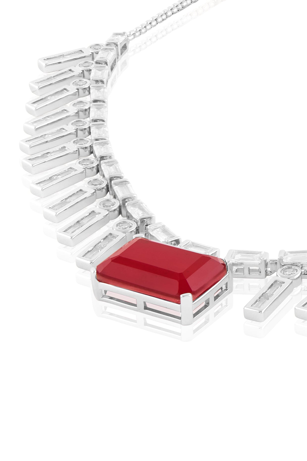 Florence Charm Necklace In Rhodium Plated