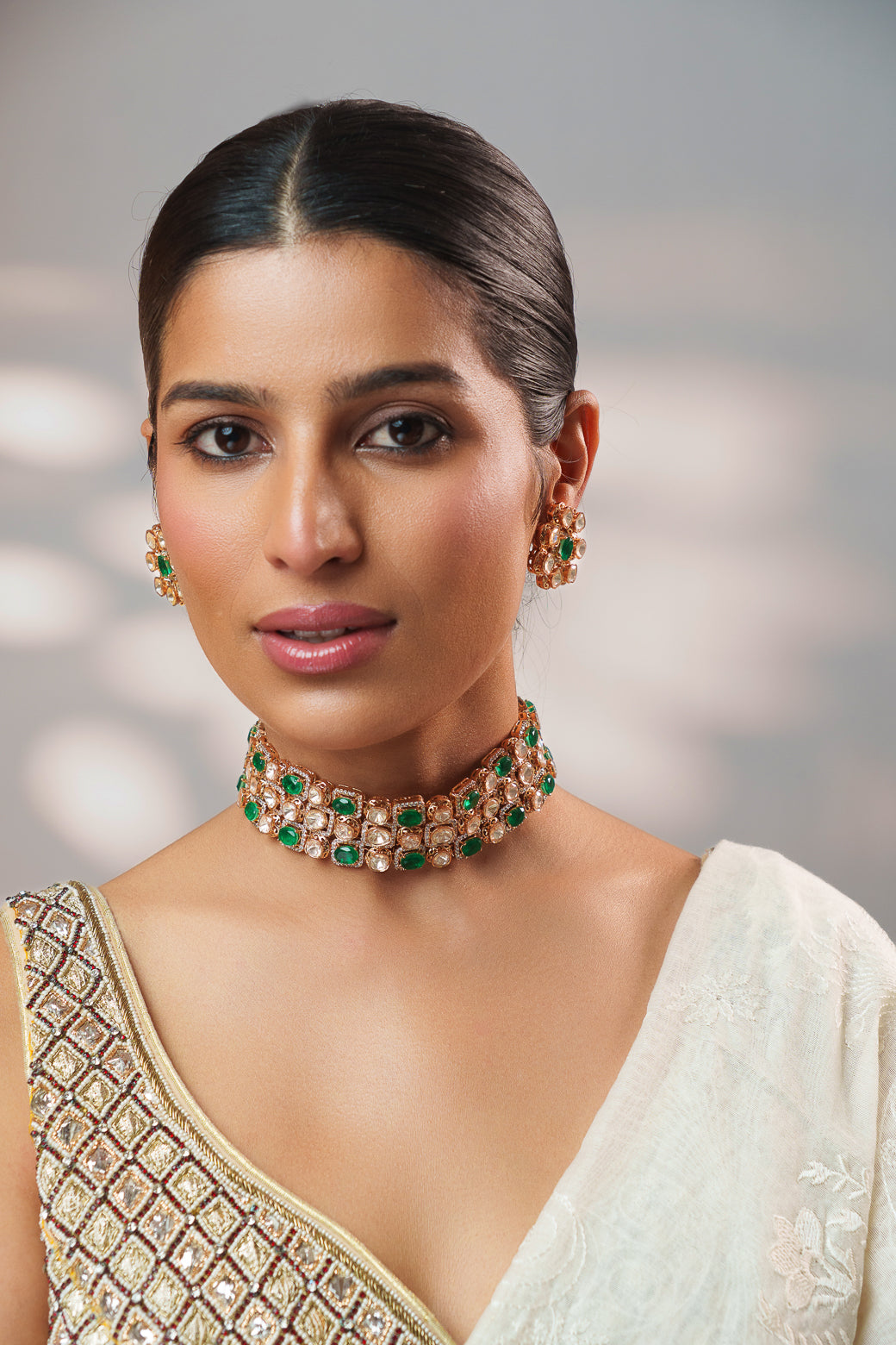 Chakshu Green Kundan Choker