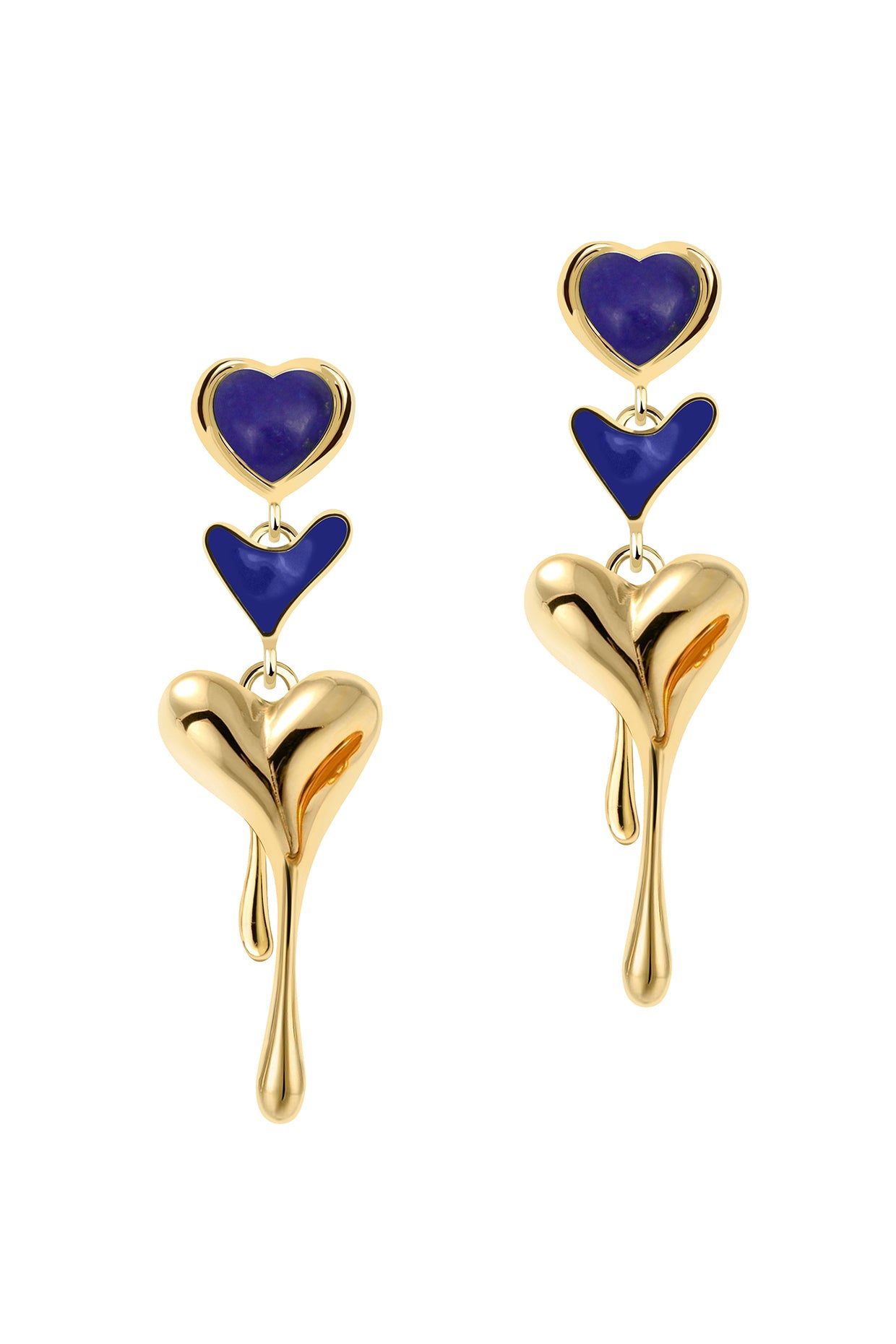18Kt Gold Plated Lapis Lazuli All Heart Drop Earrings