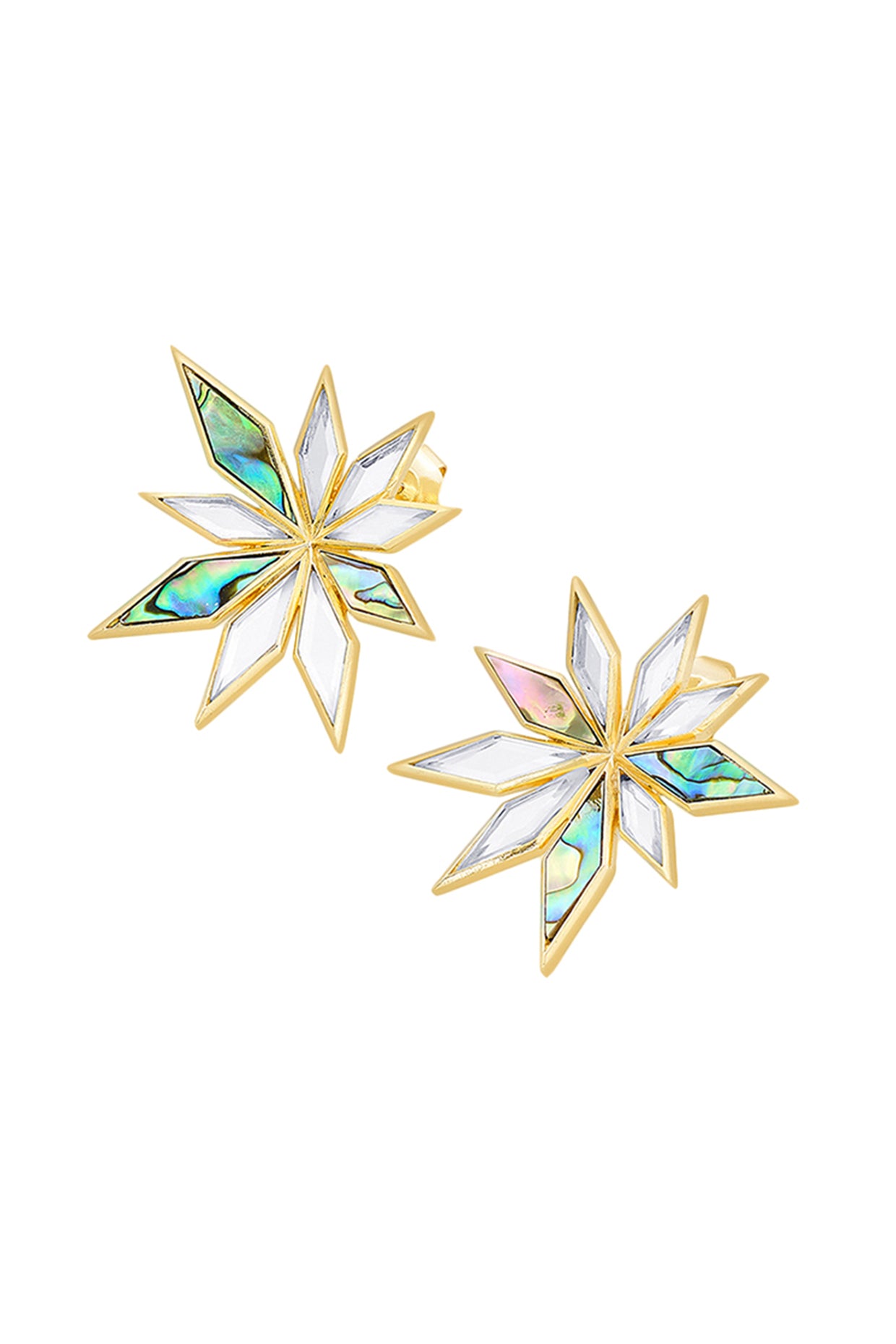 Demi Goddess Abstract Mirror Flower Stud Earrings 18Kt Gold Plated