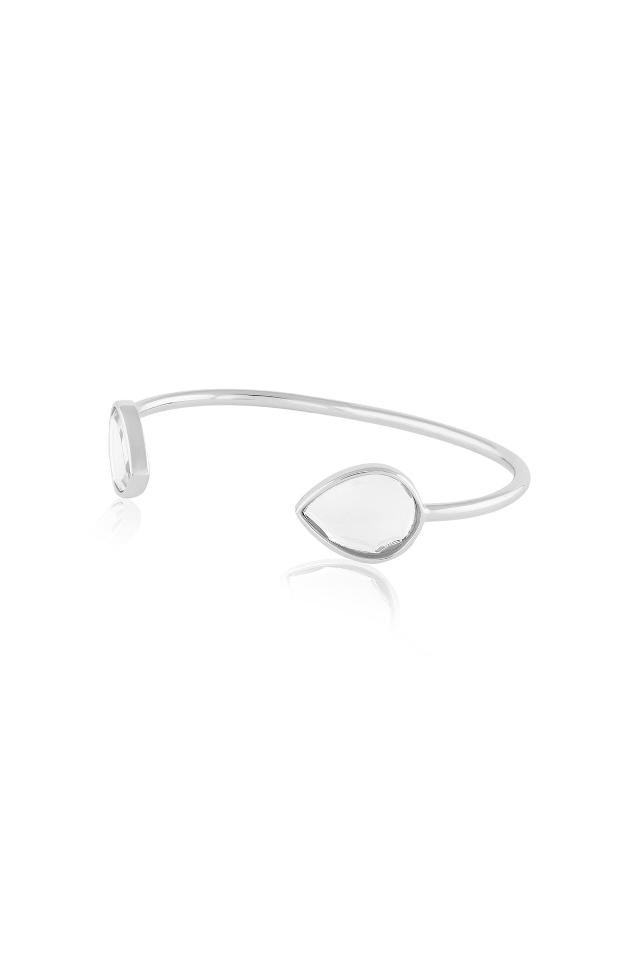 Silver Dew Drop Mirror Slim Cuff In Rhodium Plated
