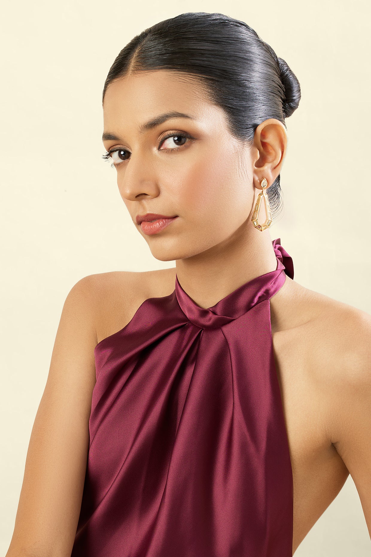 Arco Statement Drop Earrings In 18Kt Gold Plated