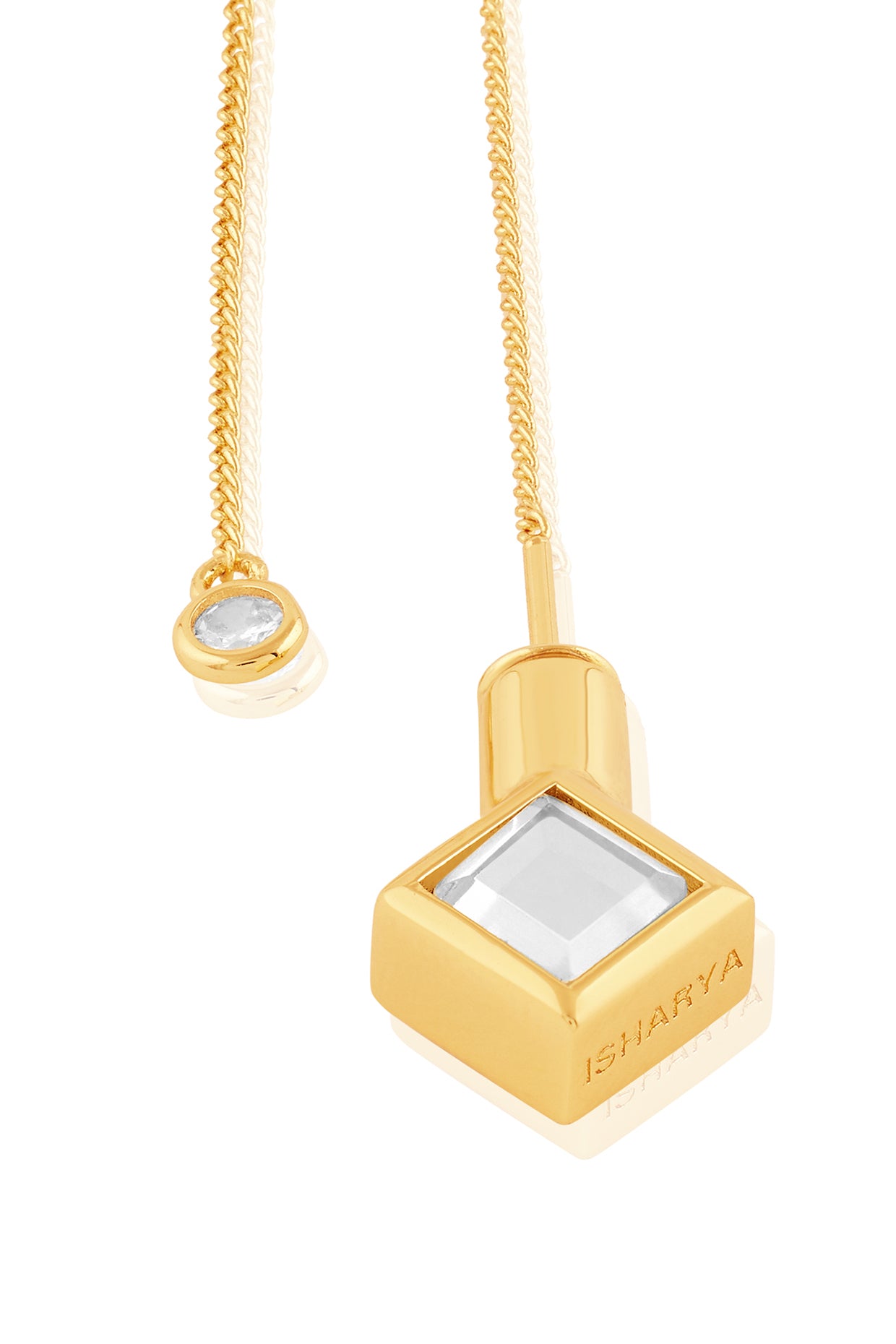 Ayaana Diamond Mirror Needle-Thread Delicate Earrings 18Kt Gold Plated