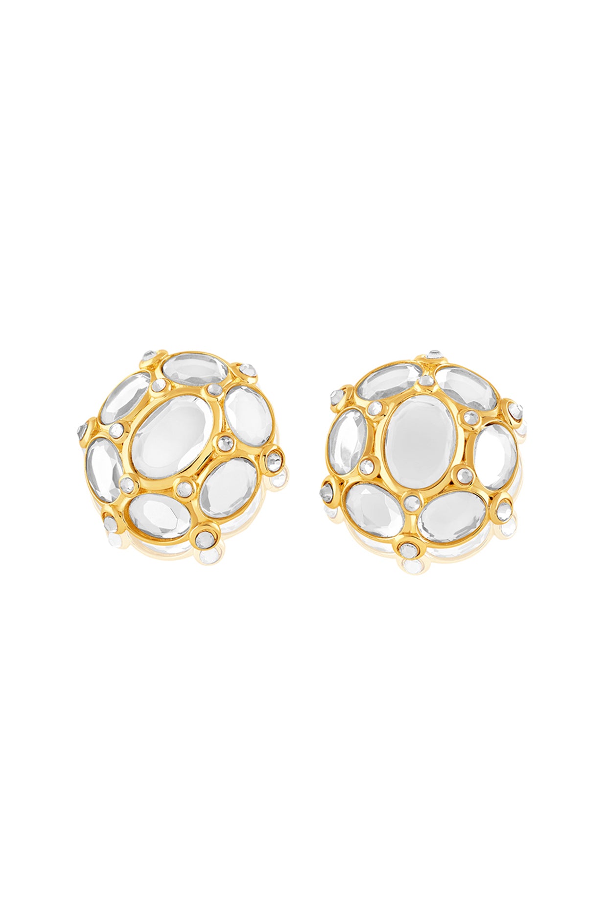 Limelight Oval Mirror Mega Stud Earrings 18Kt Gold Plated