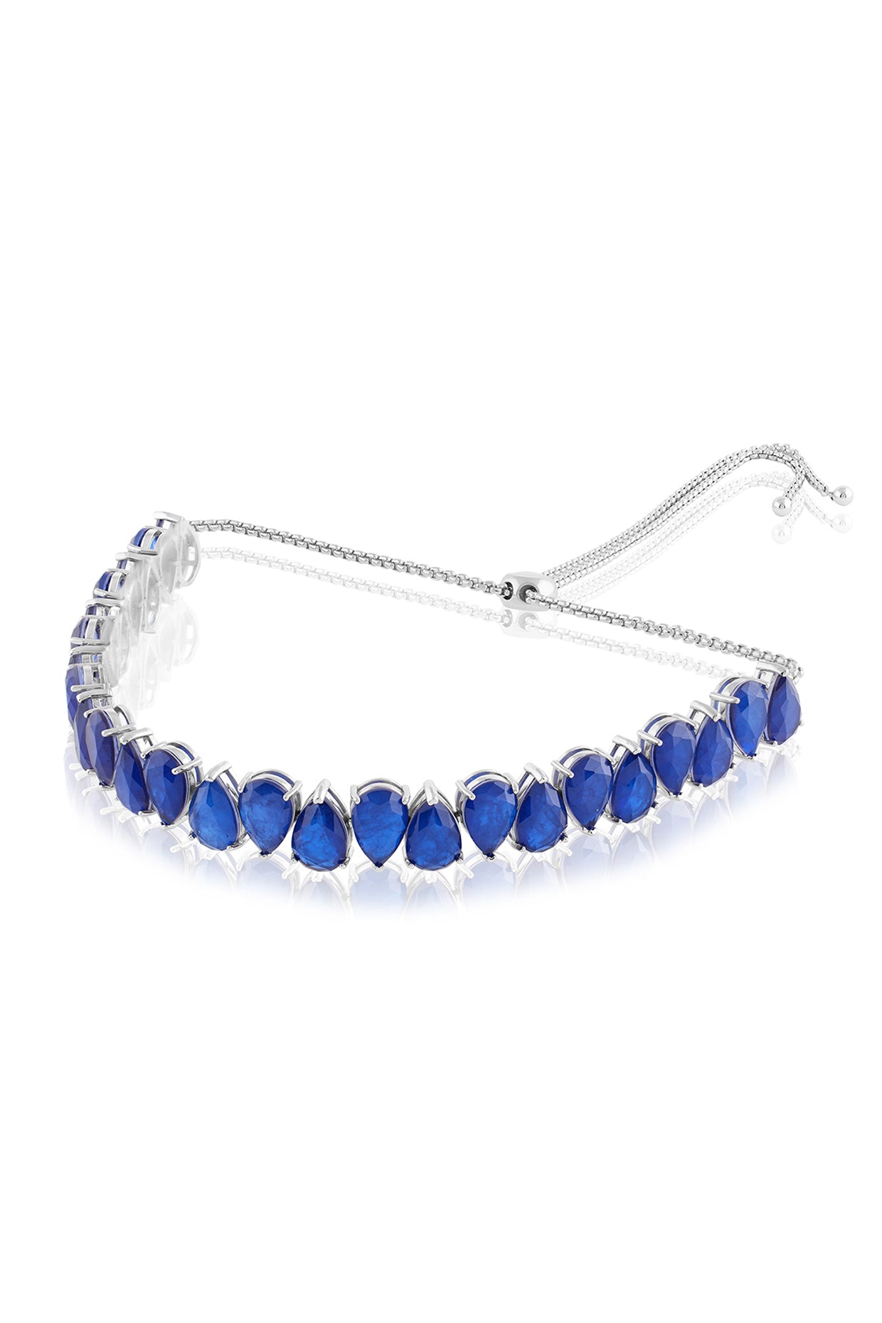 Elysian Sapphire Choker Necklace In Rhodium Plating