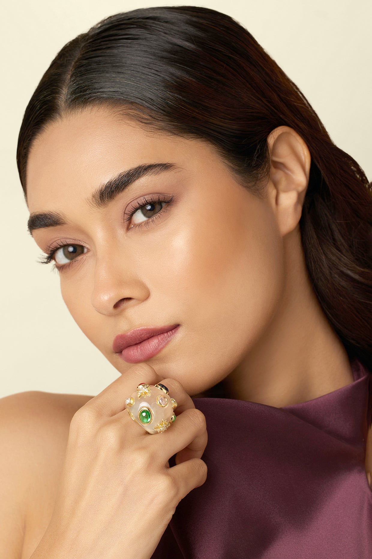 Omna's Moonrock Statement Ring In 18Kt Gold Plated