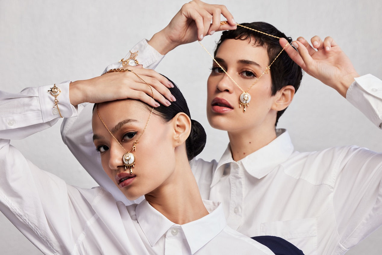 22kt Gold Plated Pearl Initial Necklace