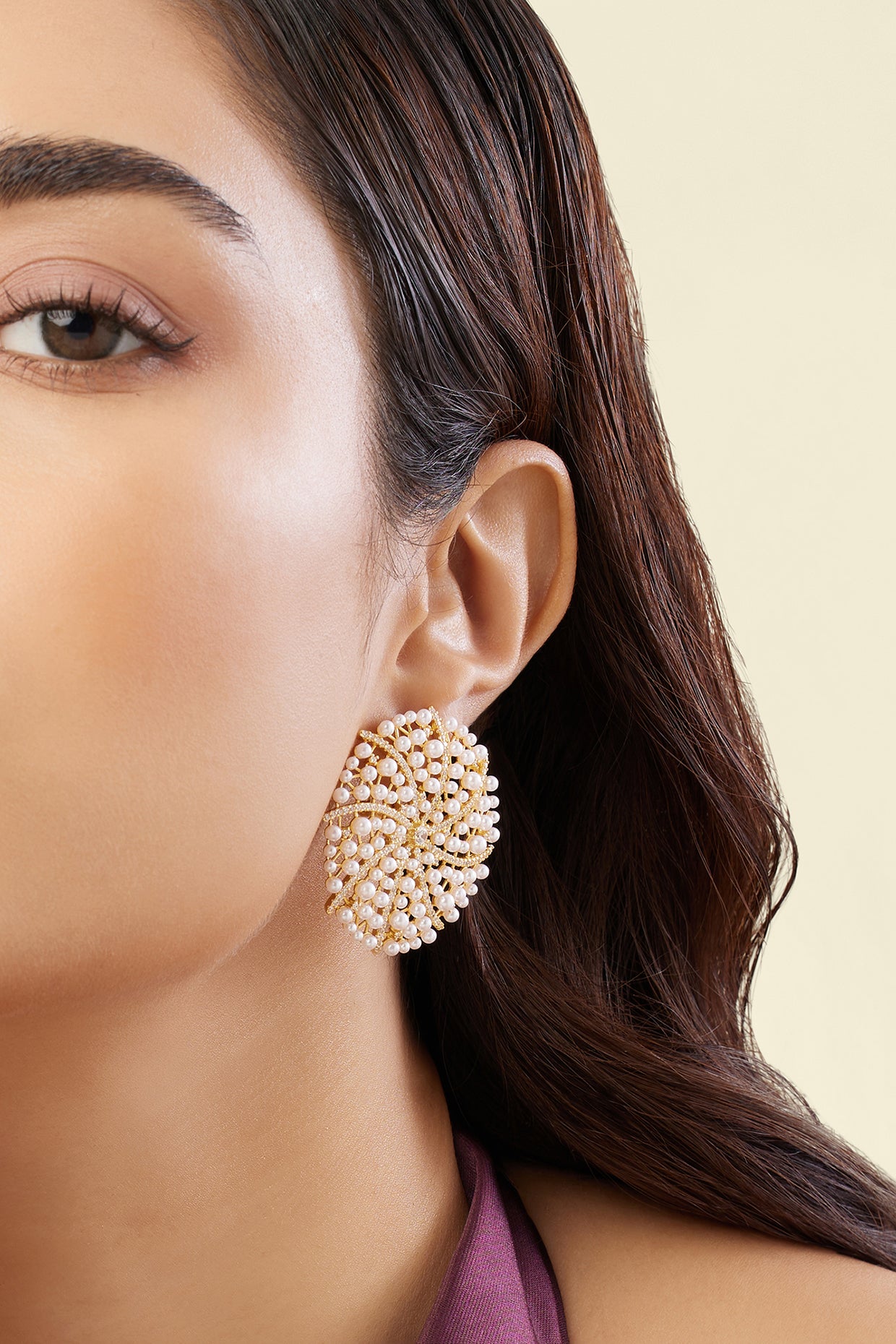 Galaxis Stud Earrings In 18Kt Gold Plated