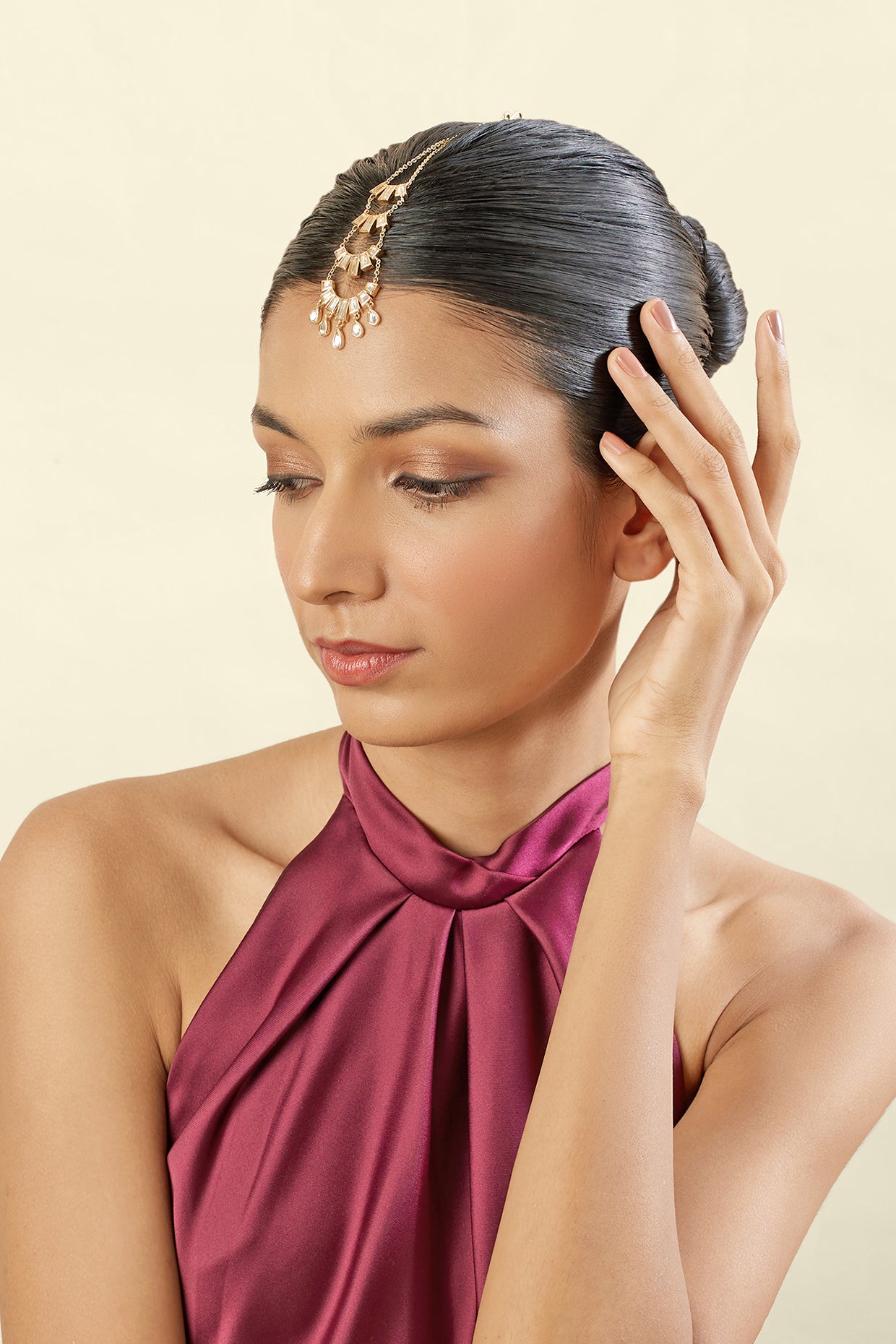 Azulejo Mirror Maangtikka In 18Kt Gold Plated