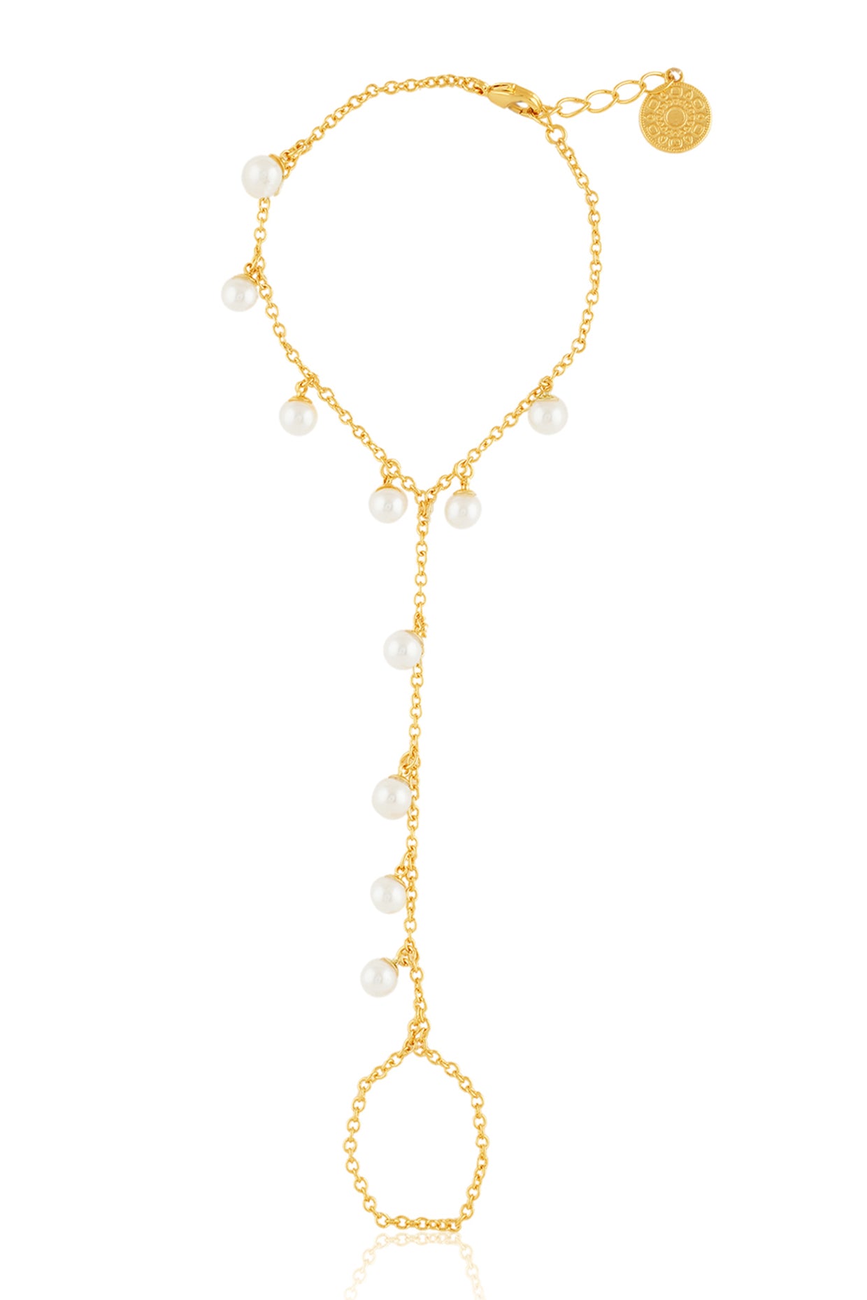 Mirror Gems Briolette Hand Bracelet 18Kt Gold Plated