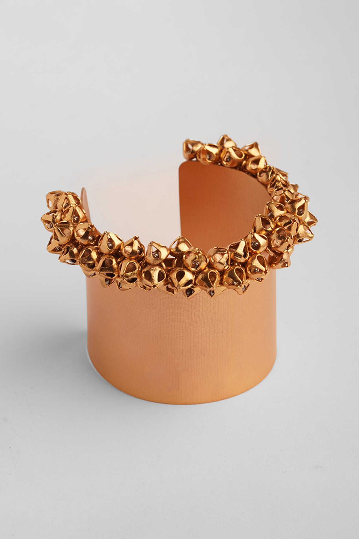 Gold Plated Minute Cuff With Ghungroo One Side