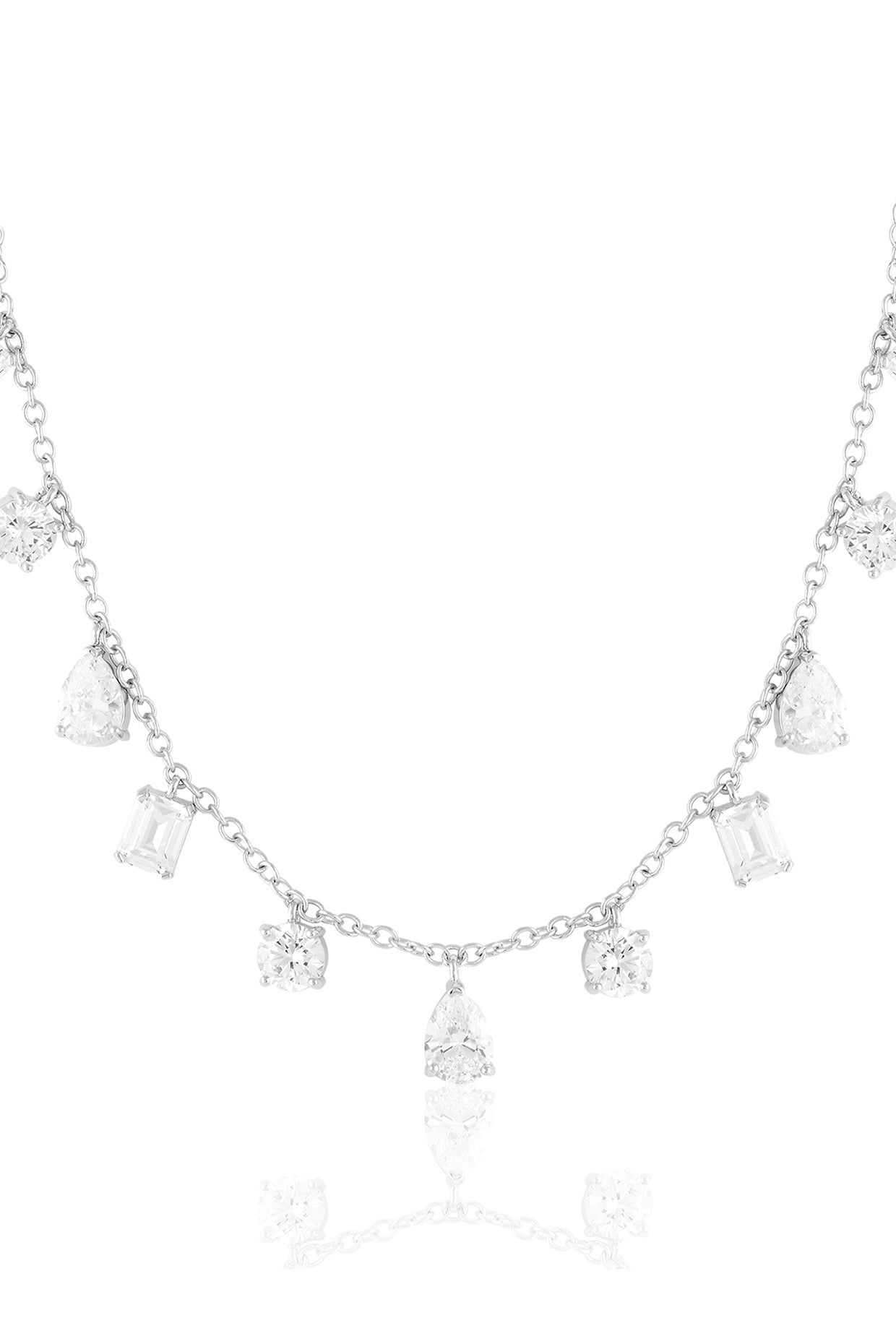 Eterna Charm Choker Necklace In Rhodium Plating