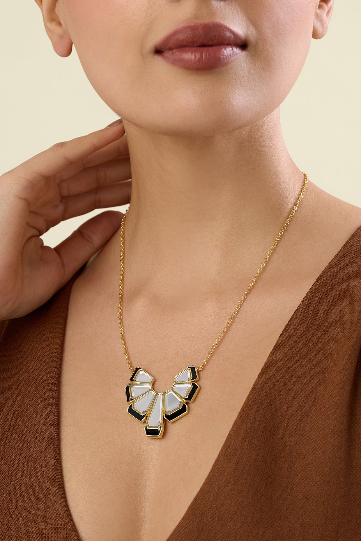 Ayaana Mirror Necklace 18Kt Gold Plated