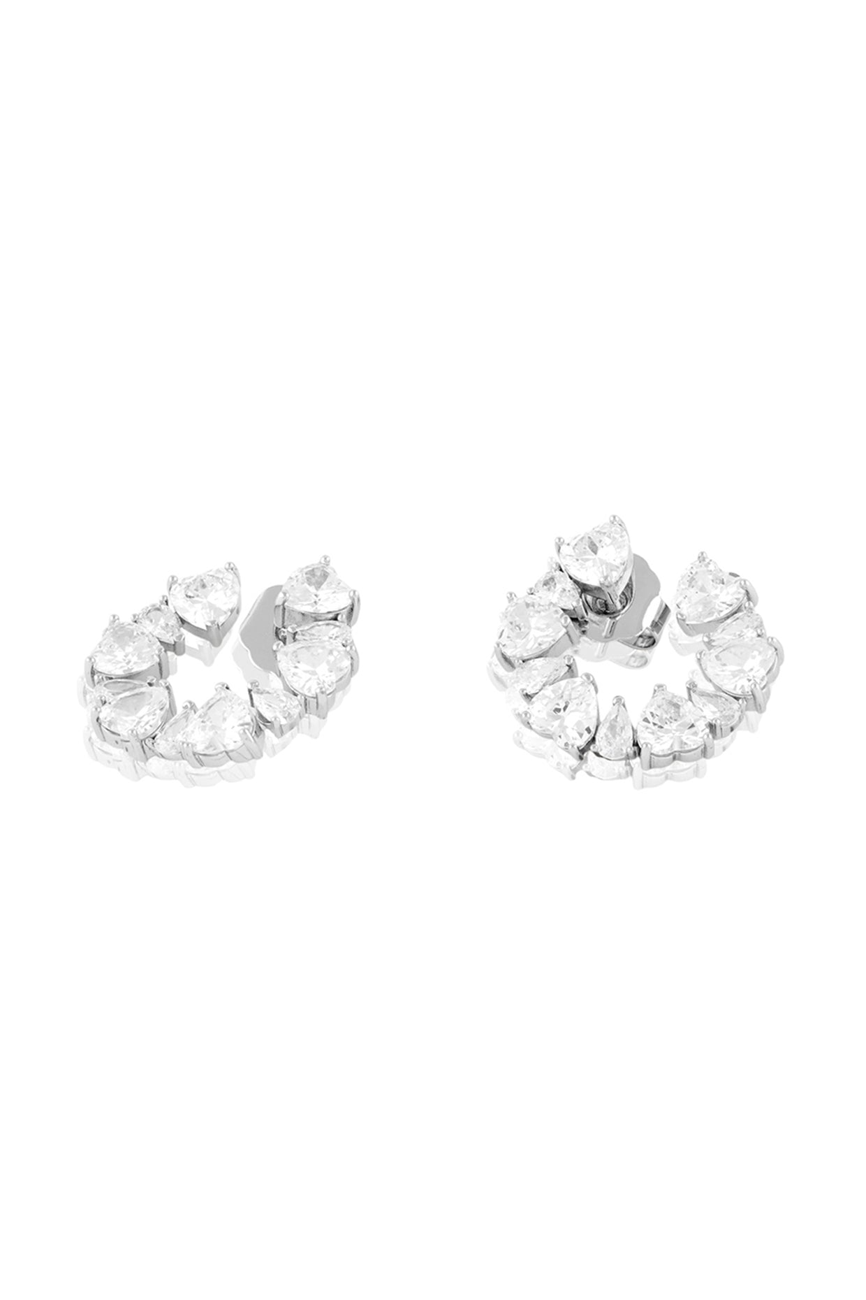 Silver Halo Studs In Rhodium Plating