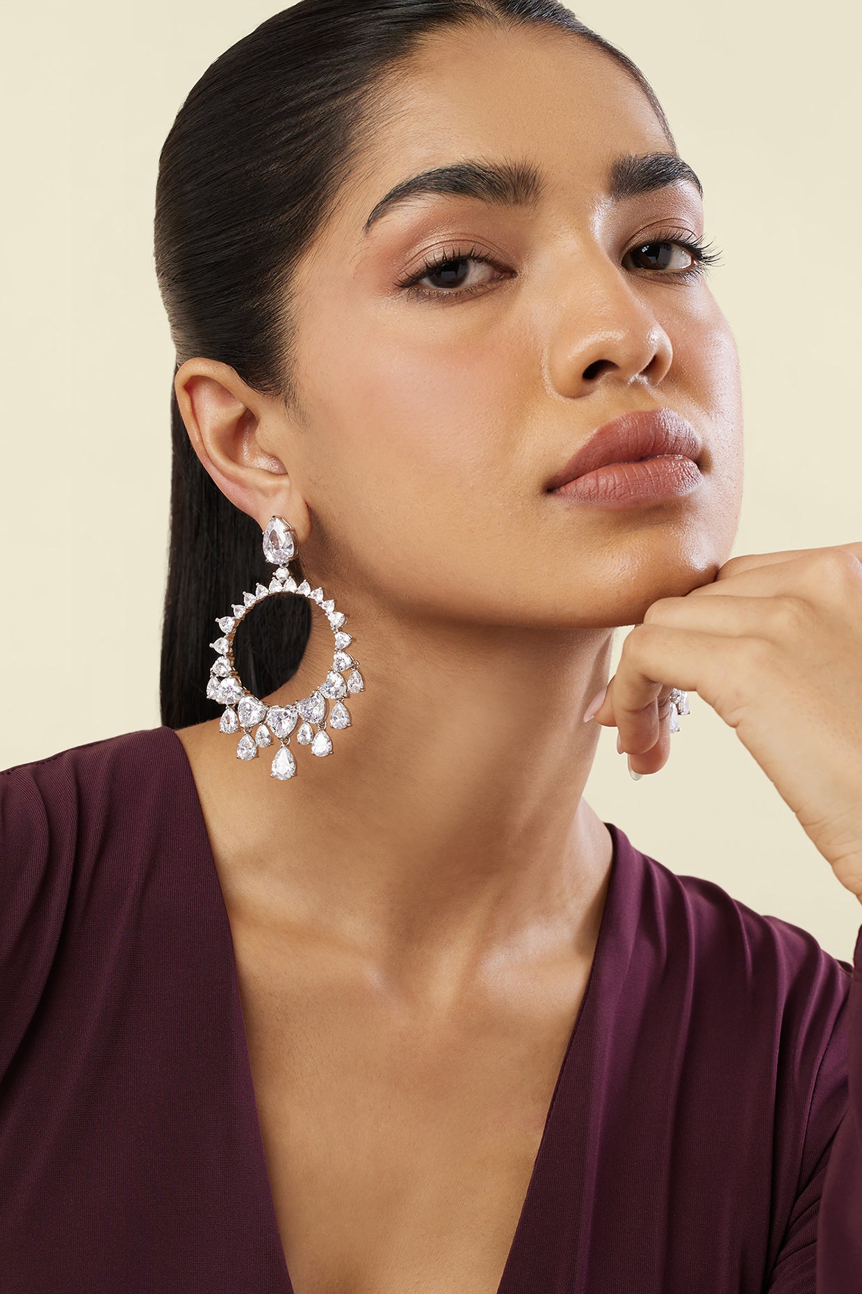 Lunar Elegance Moon Baalis In Rhodium Plating