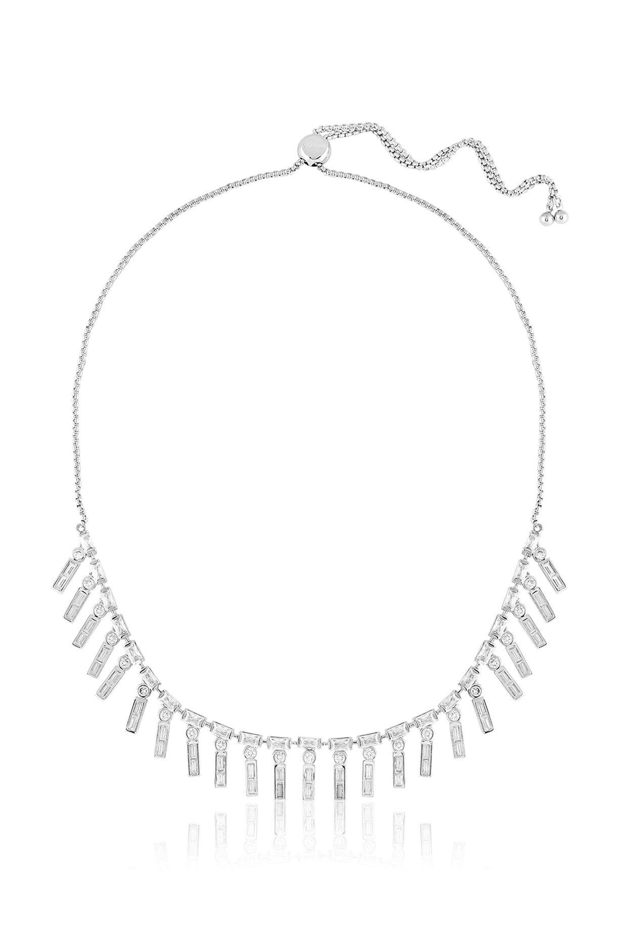 Margot Charm Necklace In Rhodium Plated