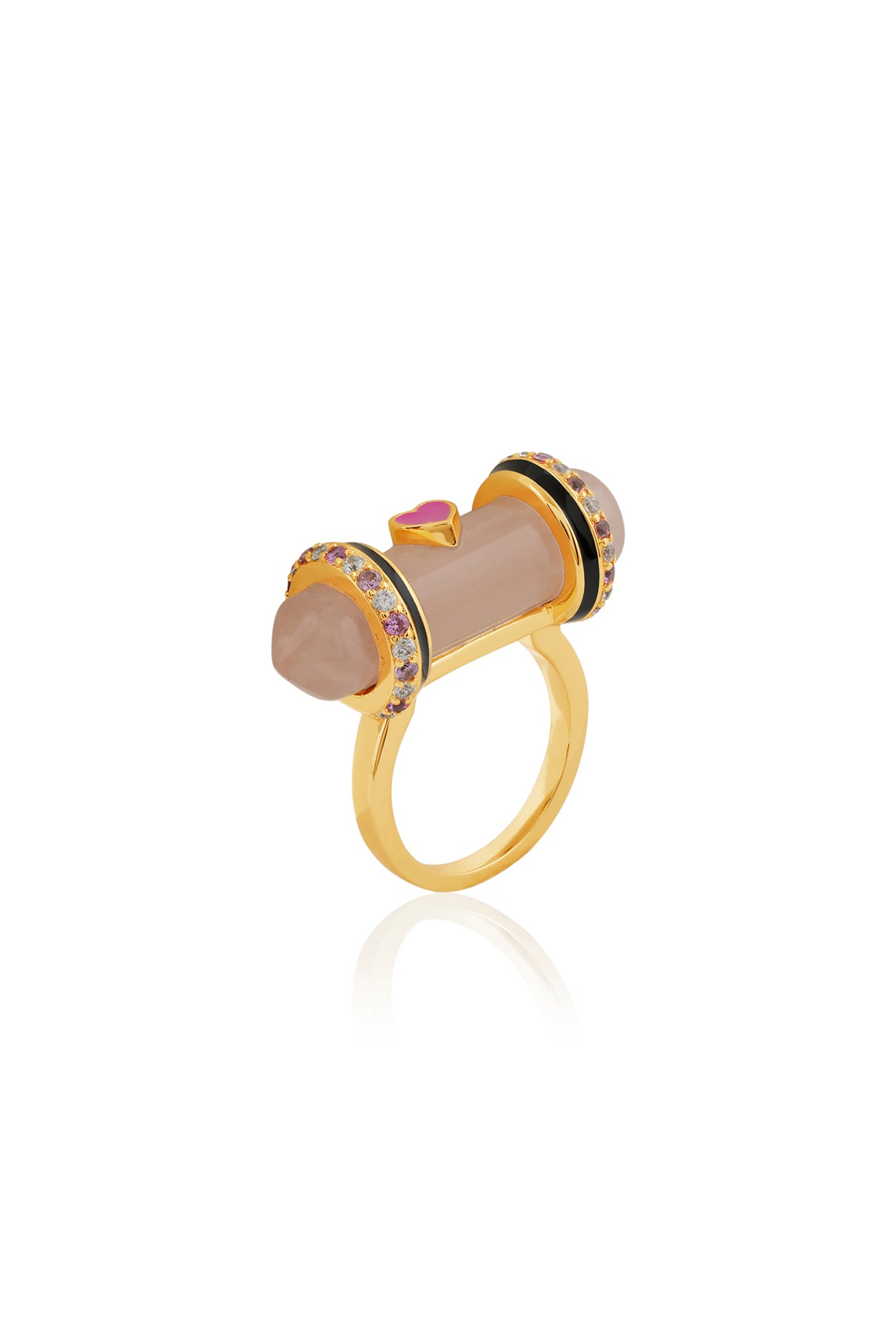 Blush Aura Amulet Ring In 18kt Gold Plated