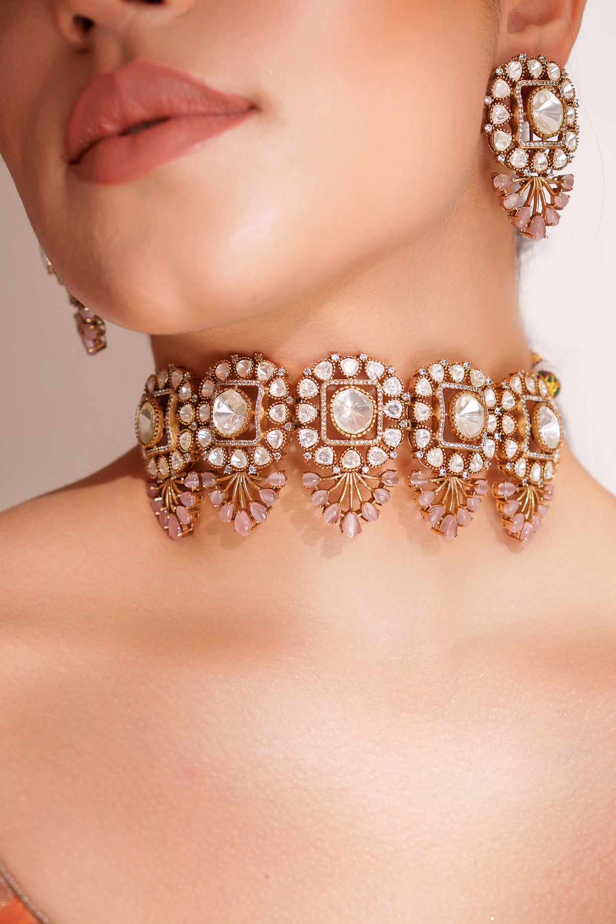 Anura Pink Polki Choker