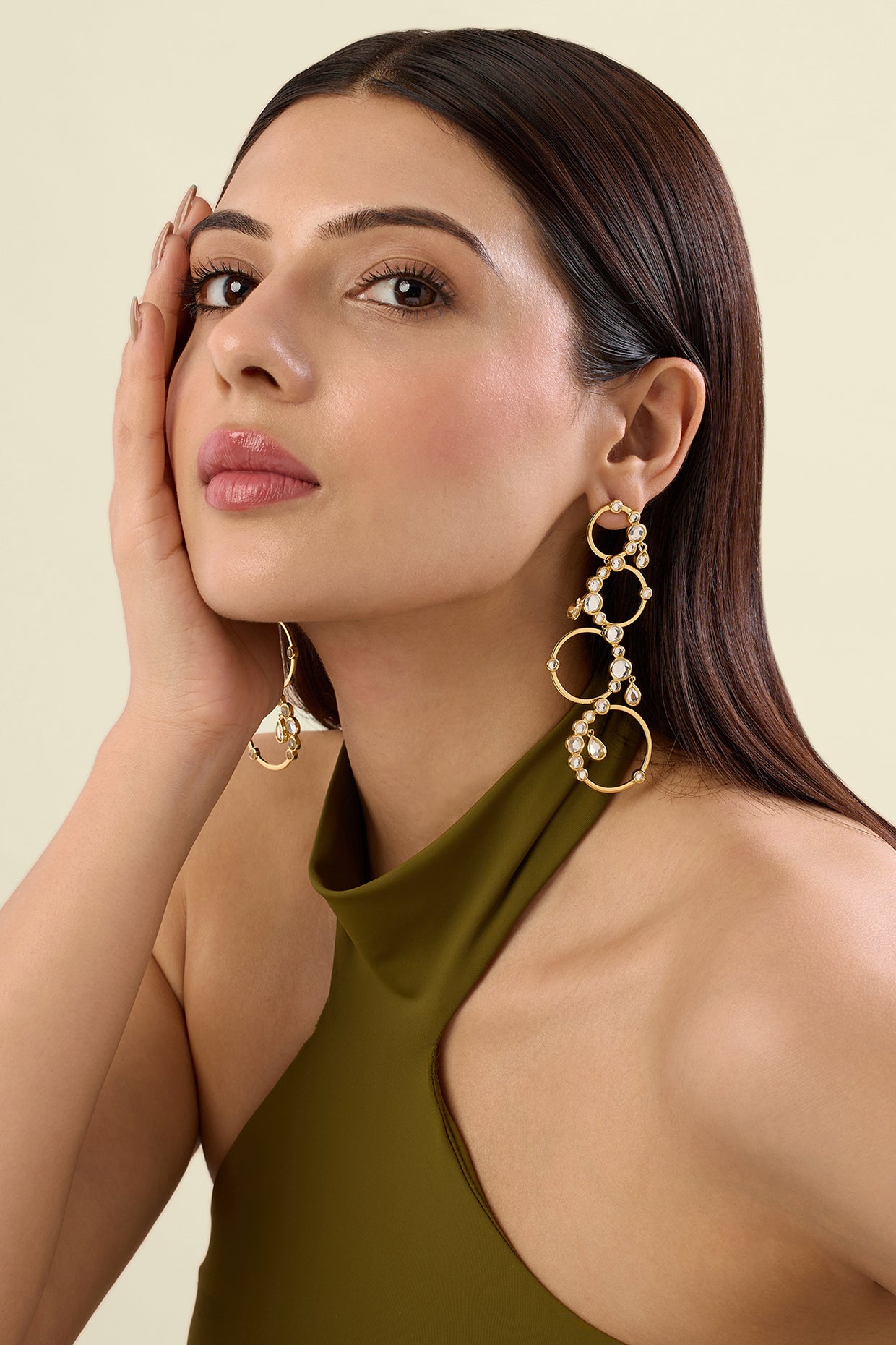 Decadence Decoded Long Circle Earrings 18Kt Gold Plated