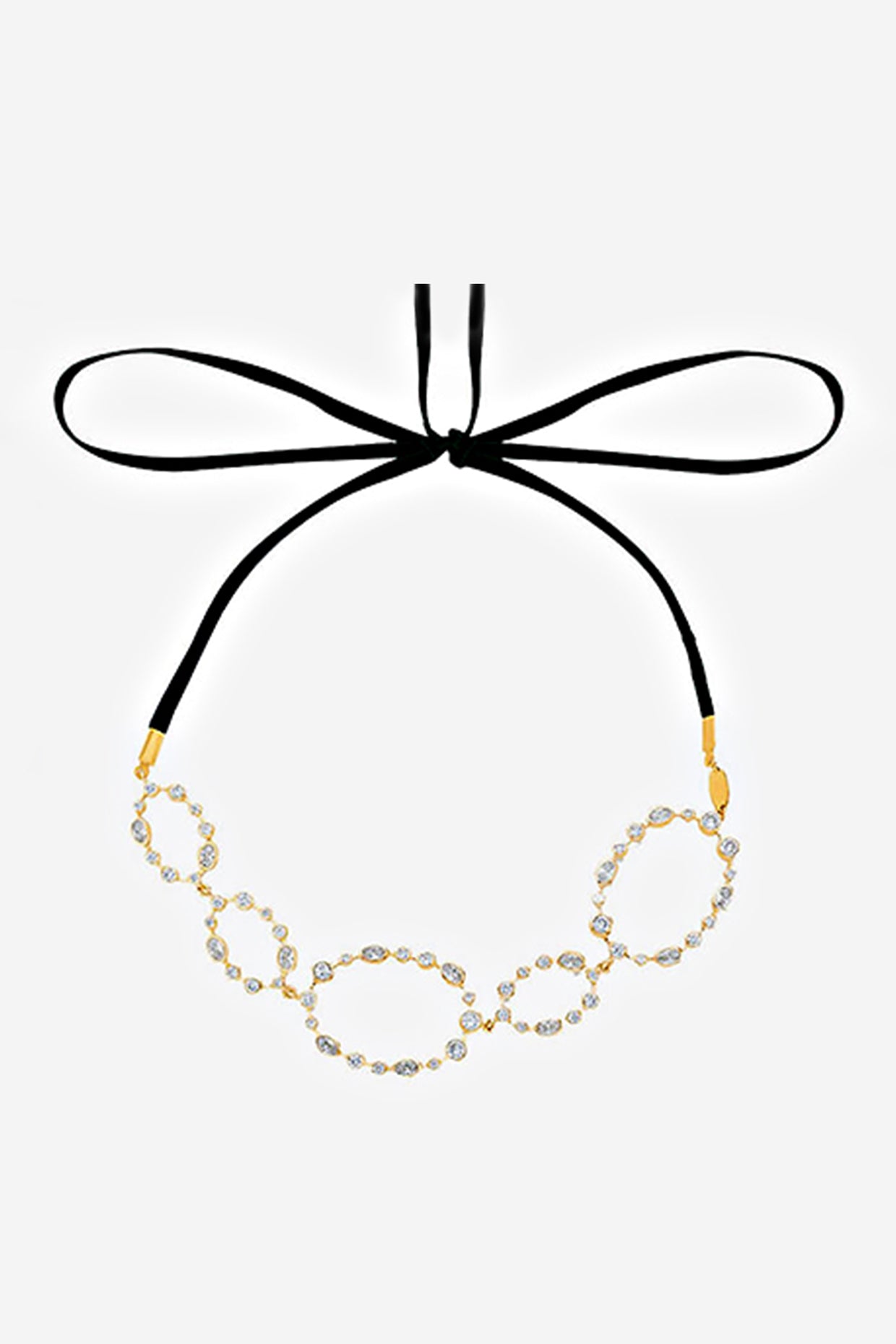 Celeste Oval Suede Choker Necklace 18Kt Gold Plated