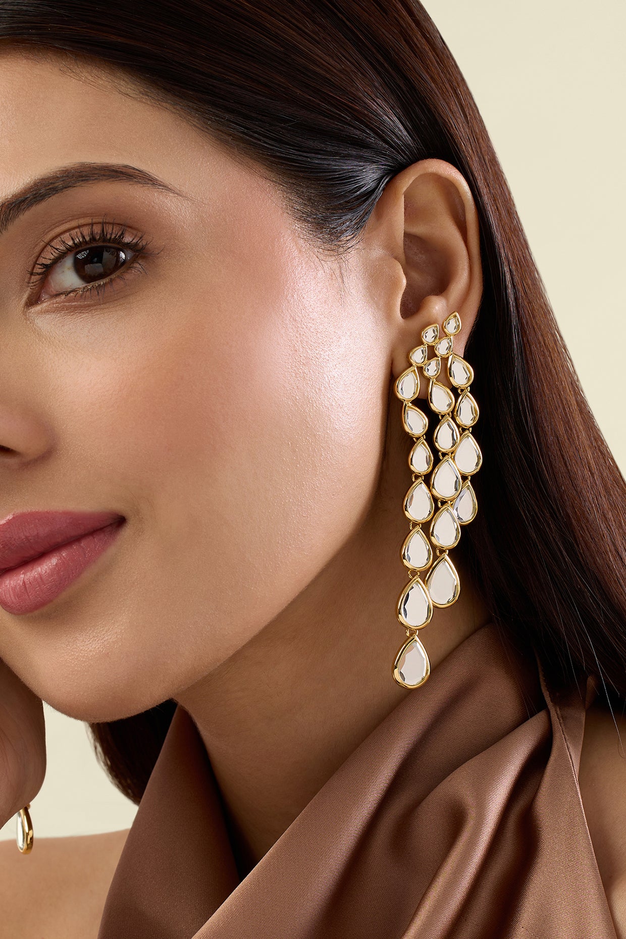 Limelight Mirror Drop Cascading Earrings 18Kt Gold Plated