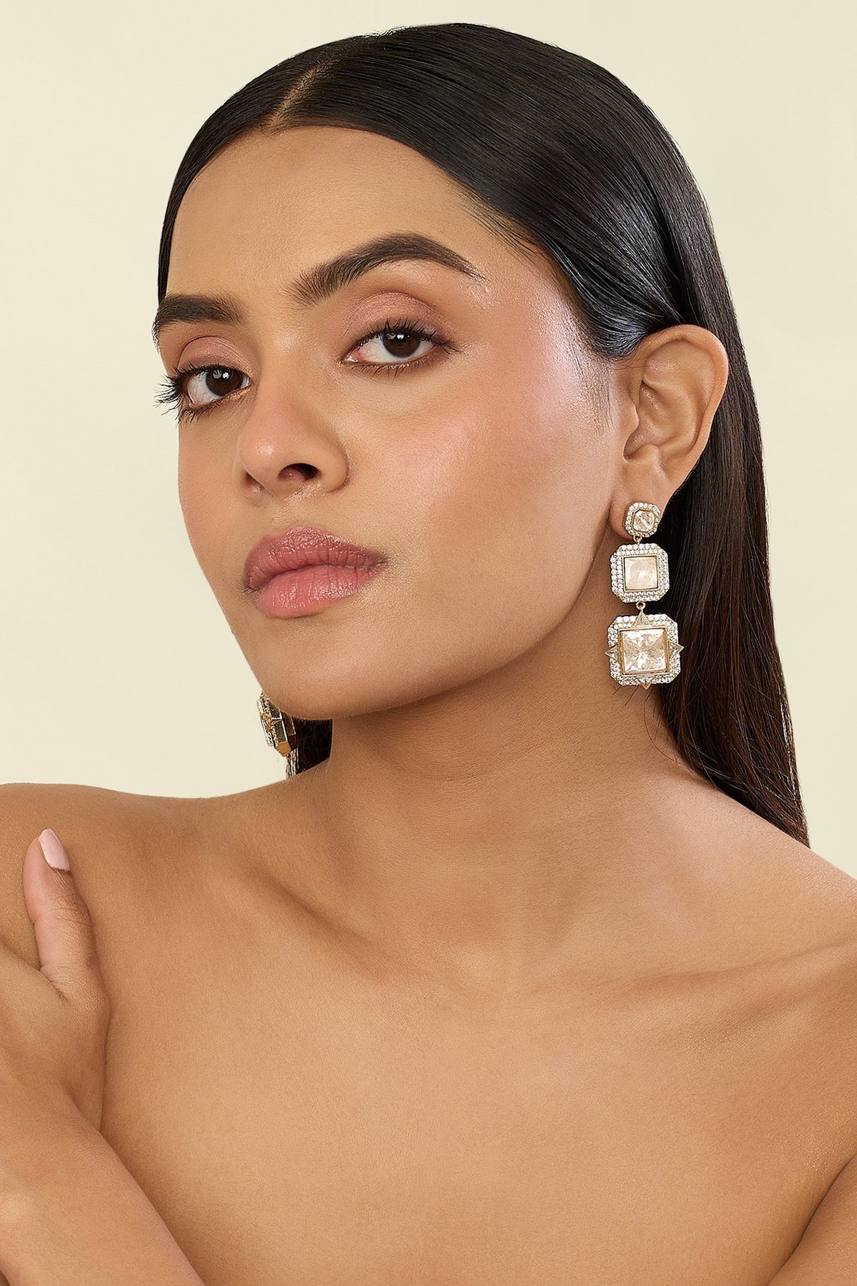 Polki Empress Statement Long Earrings