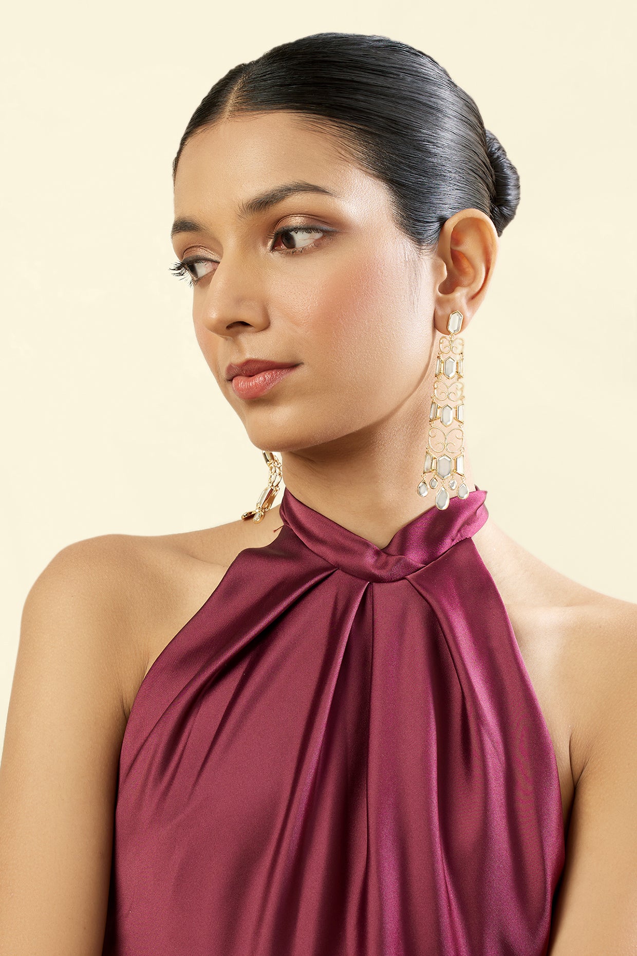 Vento Statement Danglers In 18Kt Gold Plated