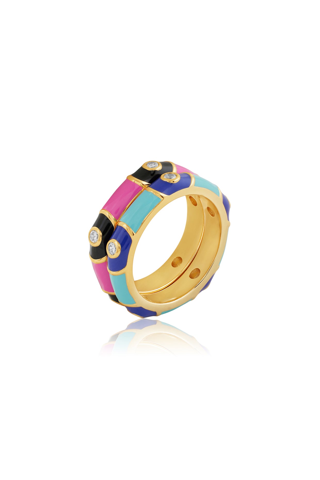 Guardian Glam Ring Stack In 18kt Gold Plated