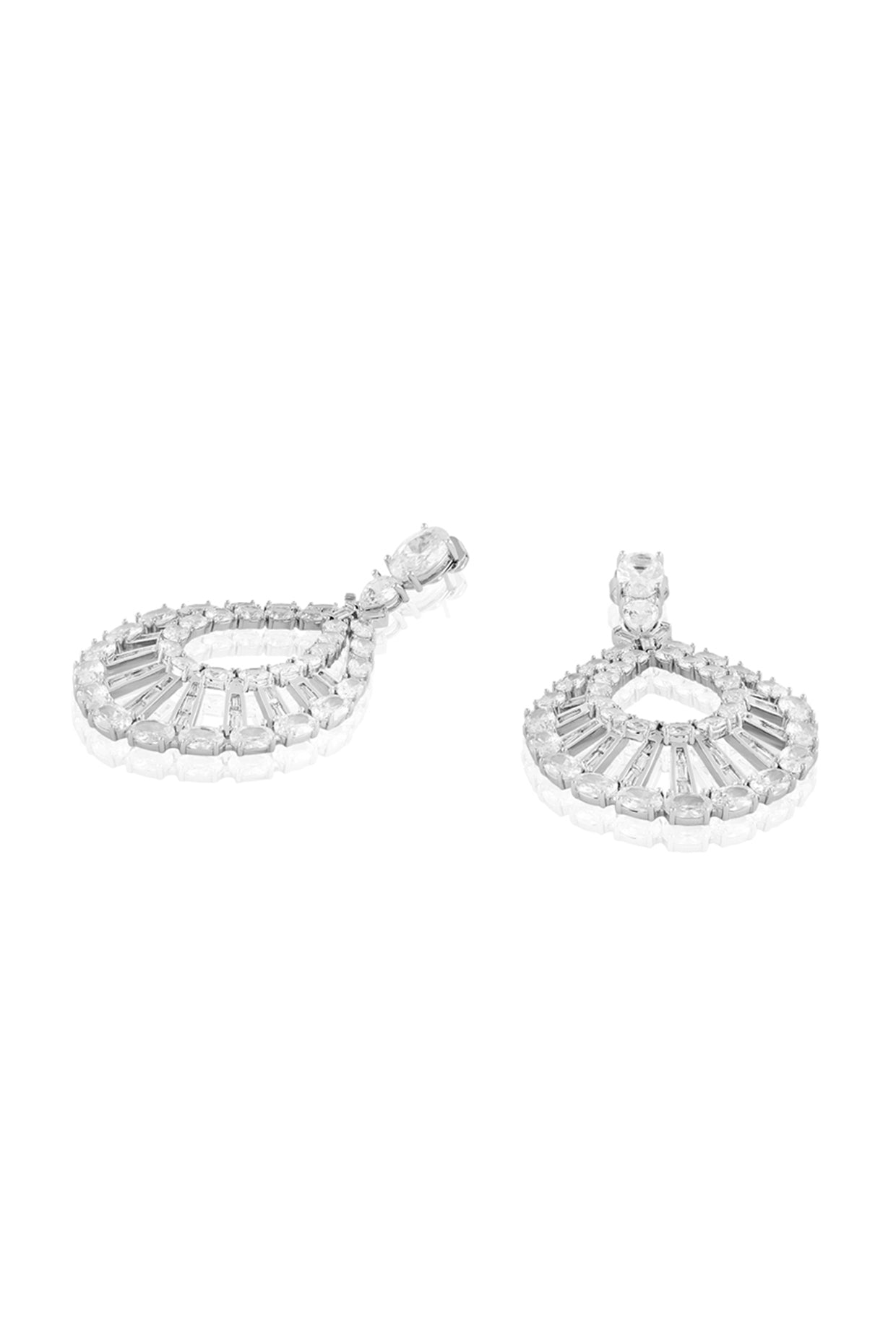 Bau Laume Statement Danglers In Rhodium Plated