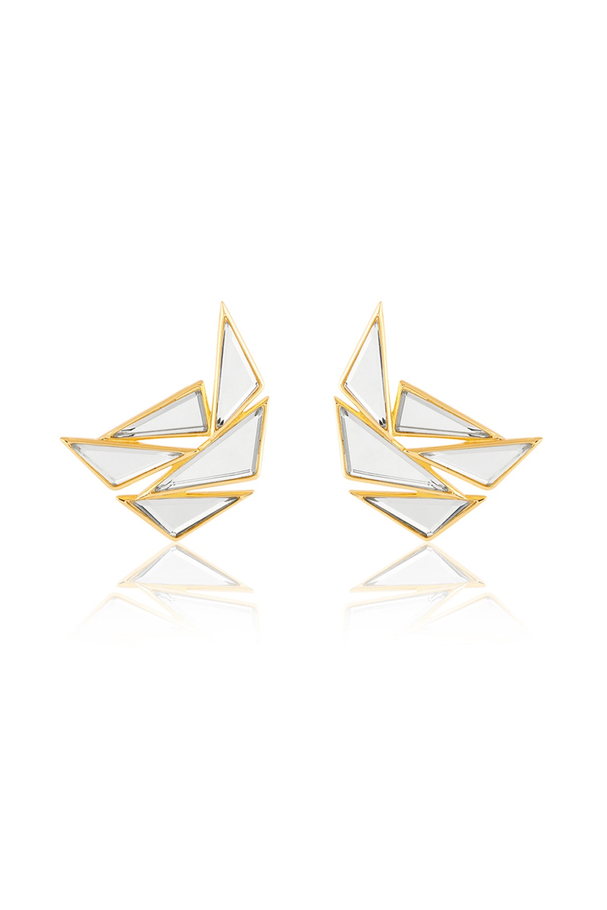 Demi Goddess Mirror Cluster Stud Earrings 18Kt Gold Plated