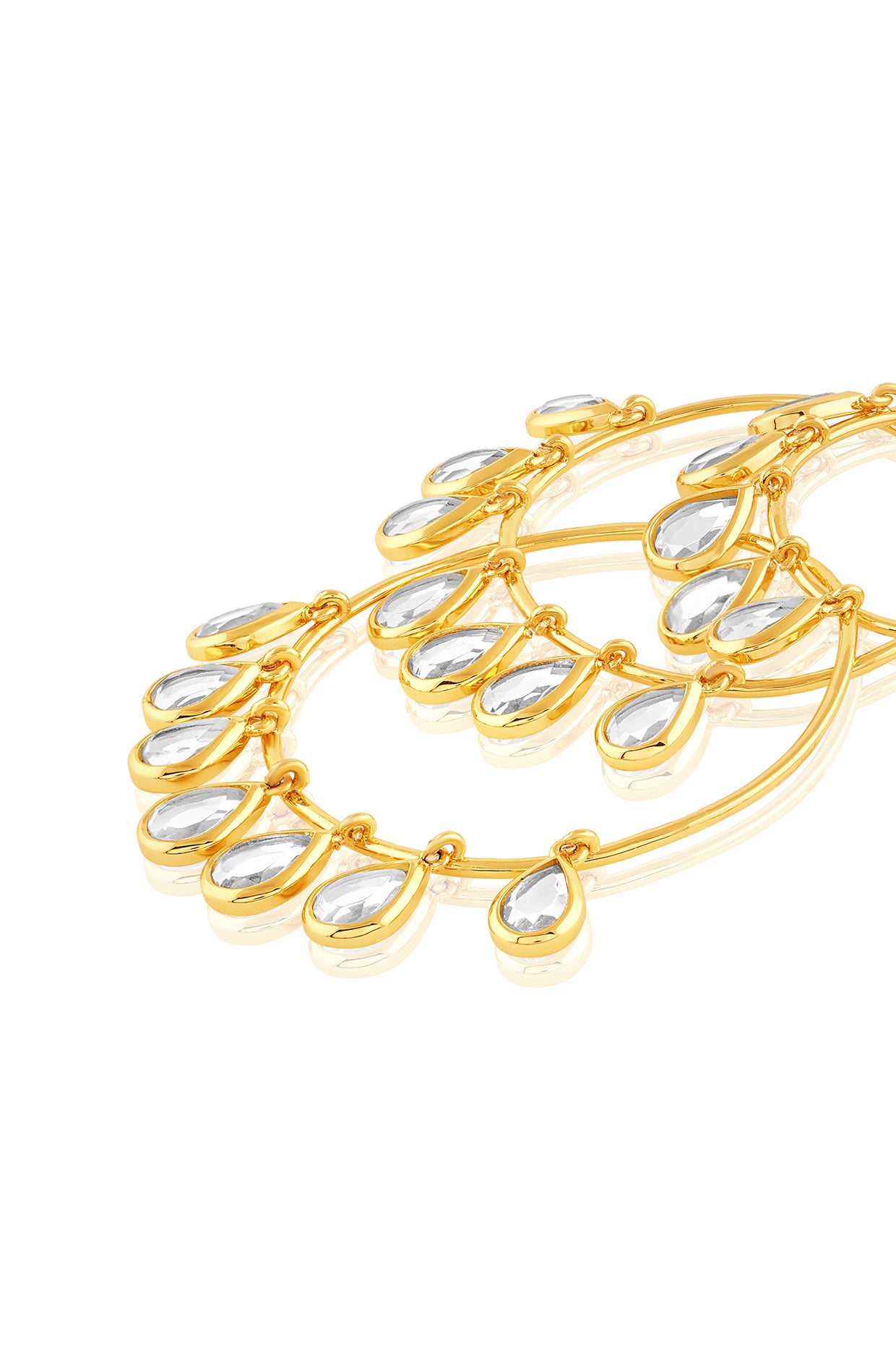 Ayaana Triple Hoop Mirror Earrings 18Kt Gold Plated