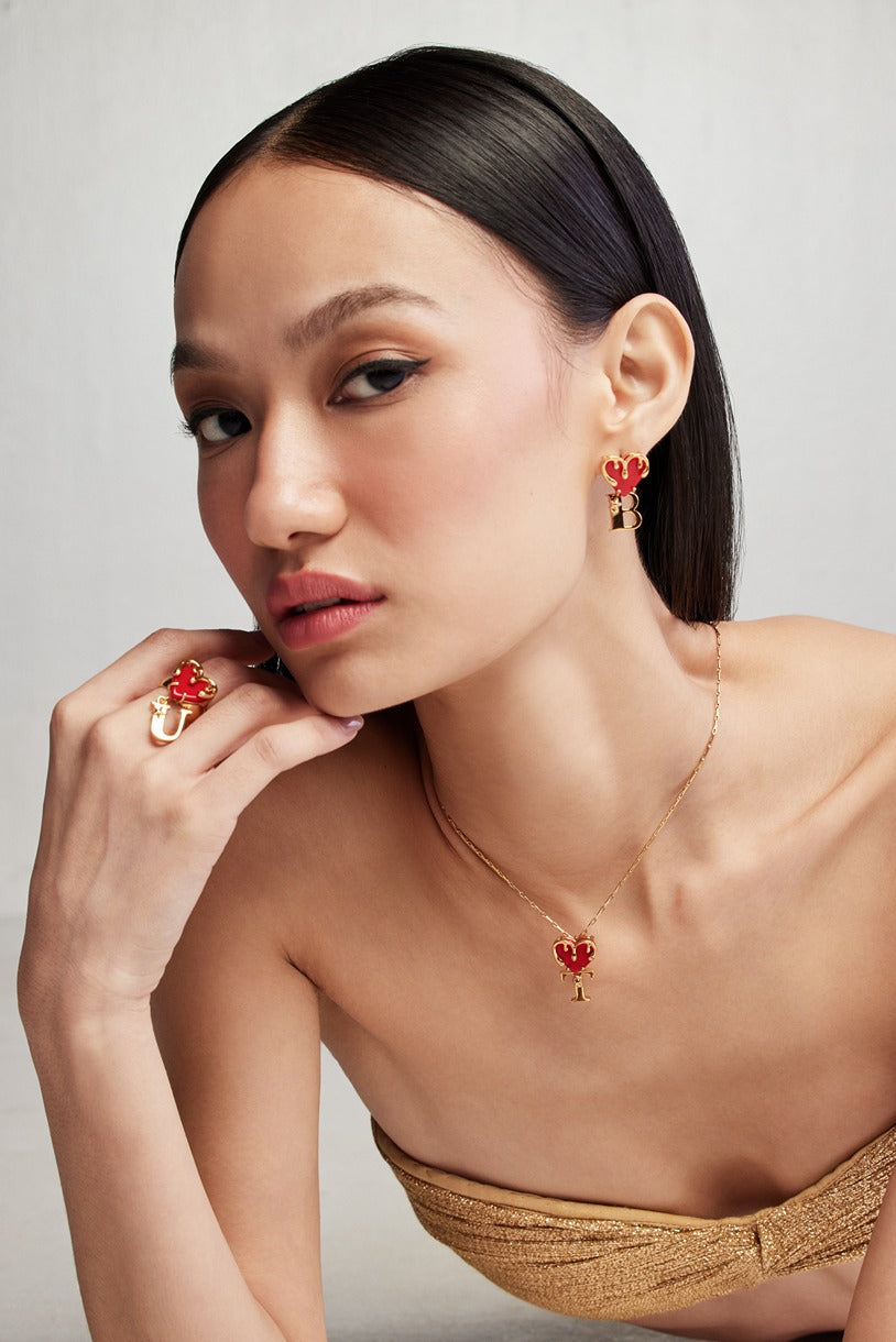 22kt Gold Plated Initial Heart Pendant Necklace