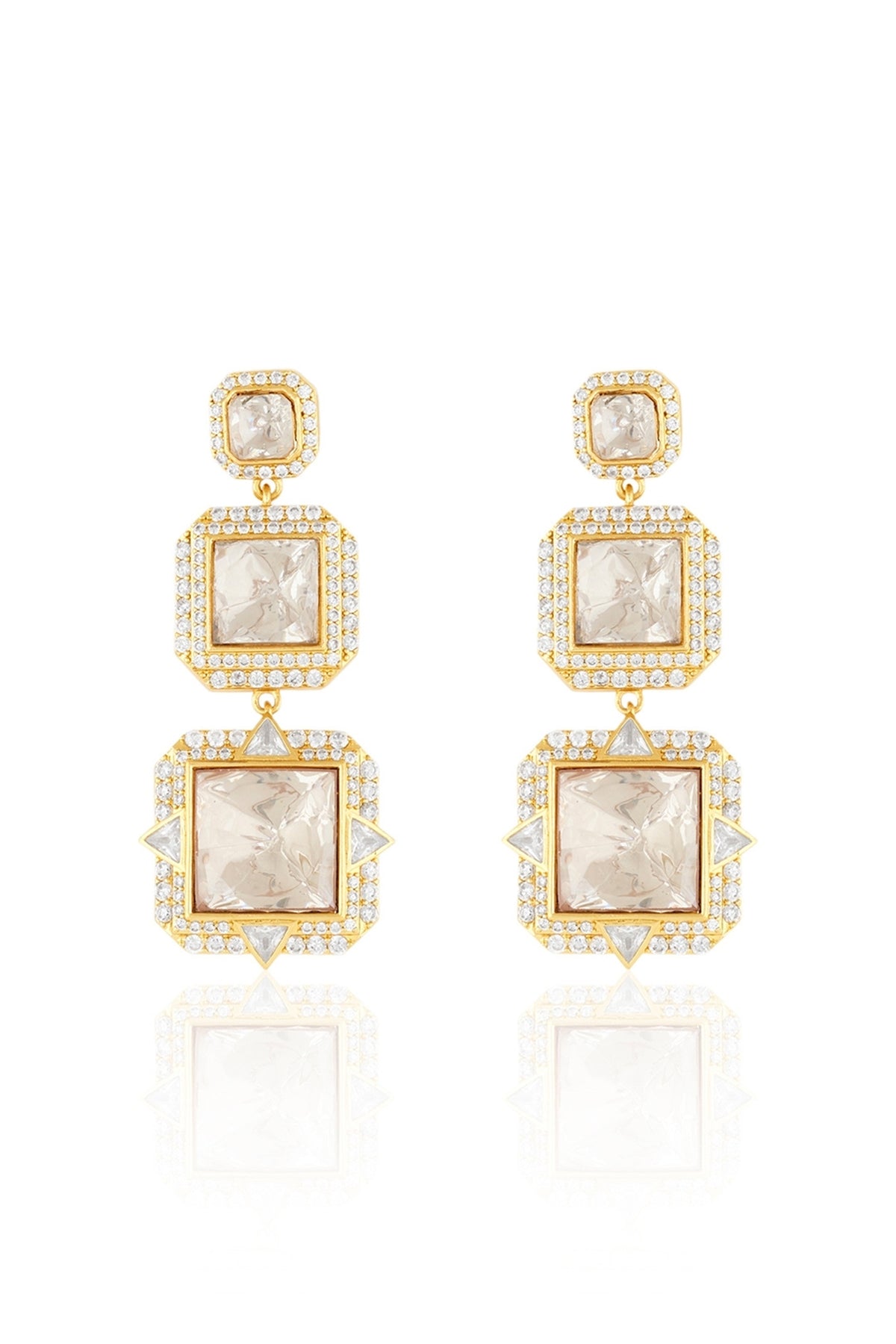 Polki Empress Statement Long Earrings