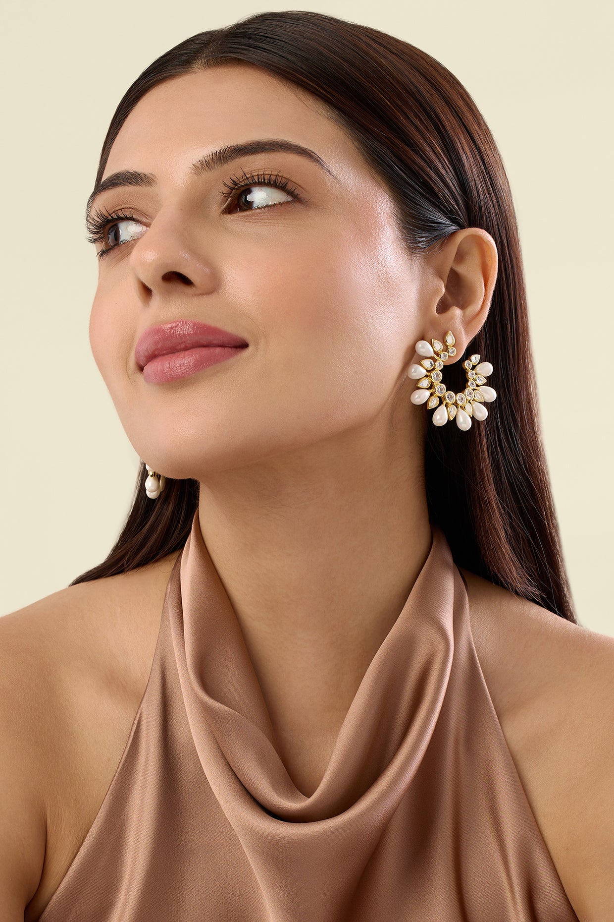 Paradise Dew Pearl Hoop Earrings 18Kt Gold Plated