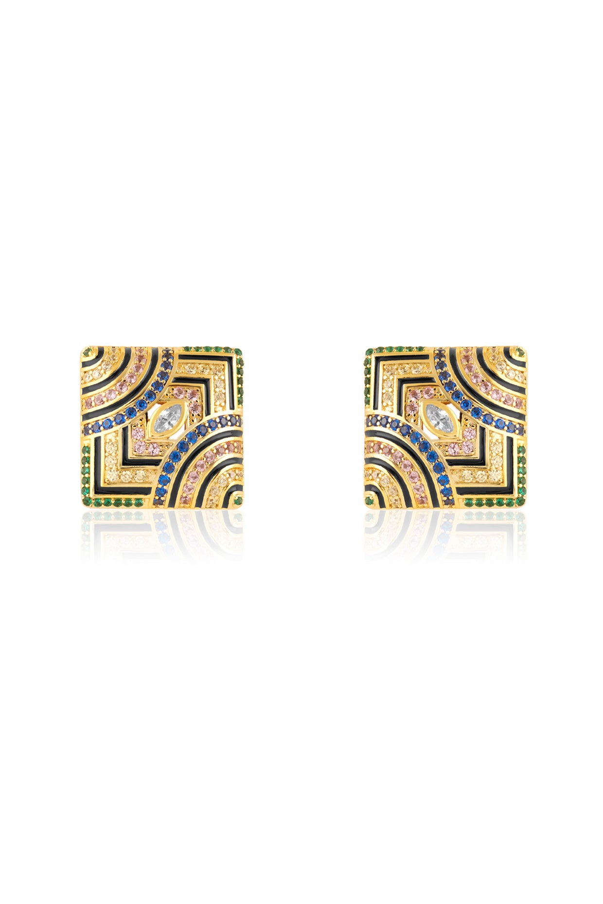 Delyra Square Studs In 18Kt Gold Plated