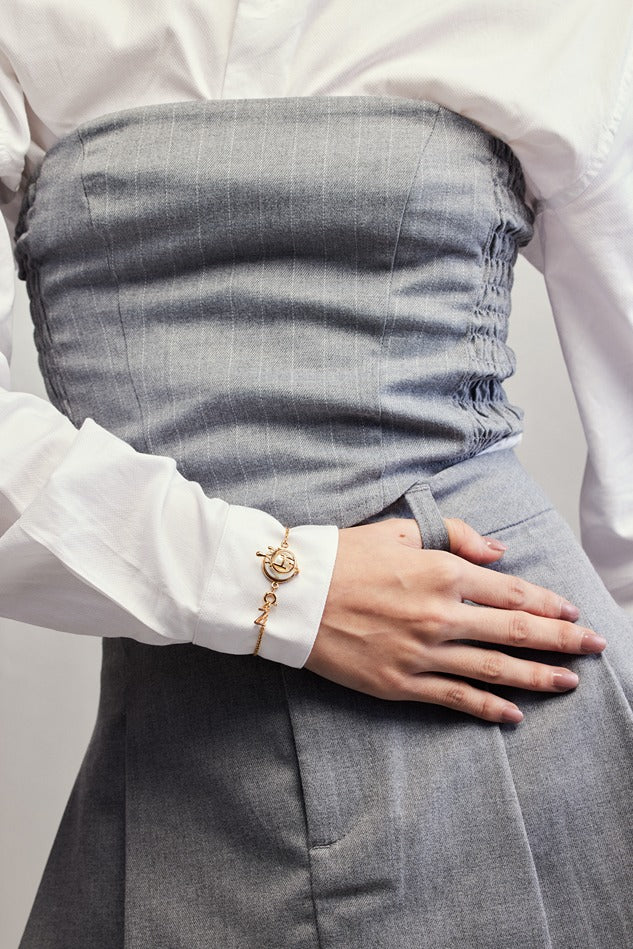 22kt Gold Plated Initial Pearl Bracelet