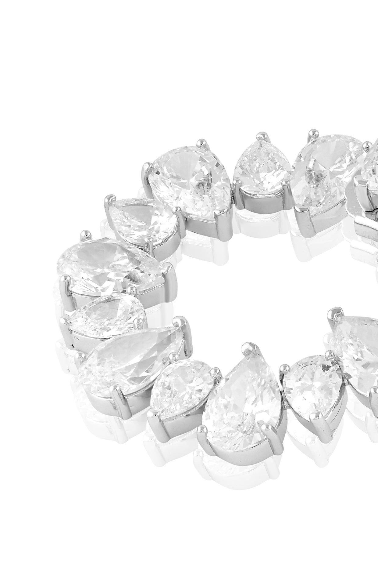 Eternal Glow Circle Studs In Rhodium Plating