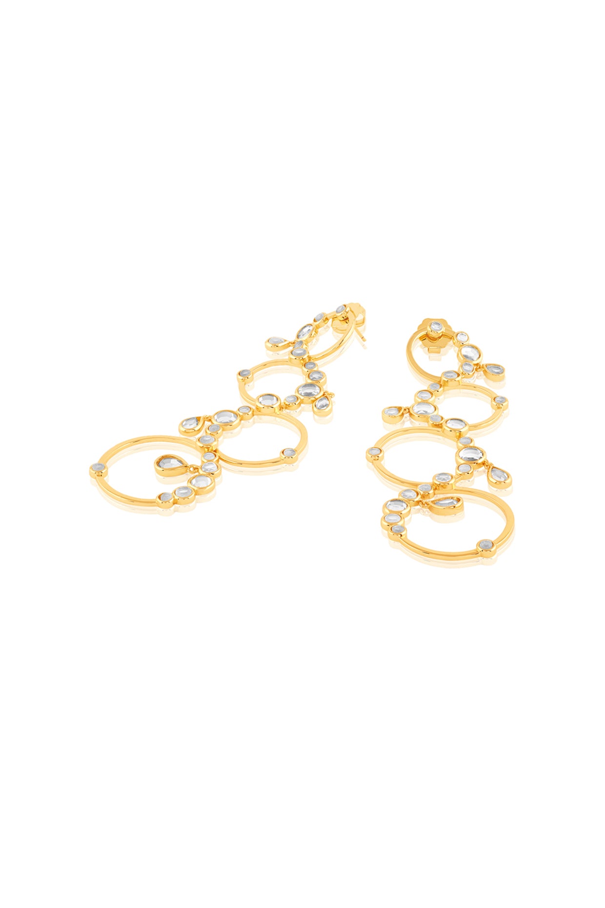 Decadence Decoded Long Circle Earrings 18Kt Gold Plated